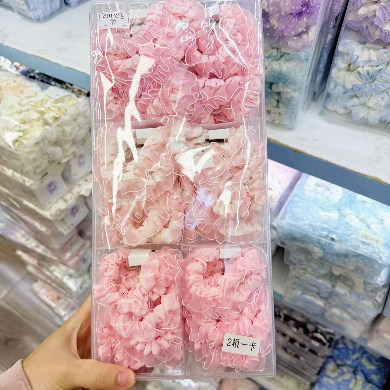 New colorful girl gauze small intestine loop cute chiffon edge hair loop high elasticity rubber band two pieces of commercial super hair accessory New colorful girl gauze small intestine loop cute chiffon edge hair loop high elasticity rubber band two pieces of commercial super hair accessory