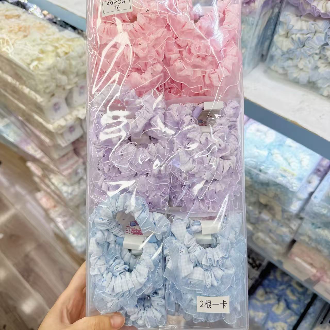 New colorful girl gauze small intestine loop cute chiffon edge hair loop high elasticity rubber band two pieces of commercial super hair accessory New colorful girl gauze small intestine loop cute chiffon edge hair loop high elasticity rubber band two pieces of commercial super hair accessory