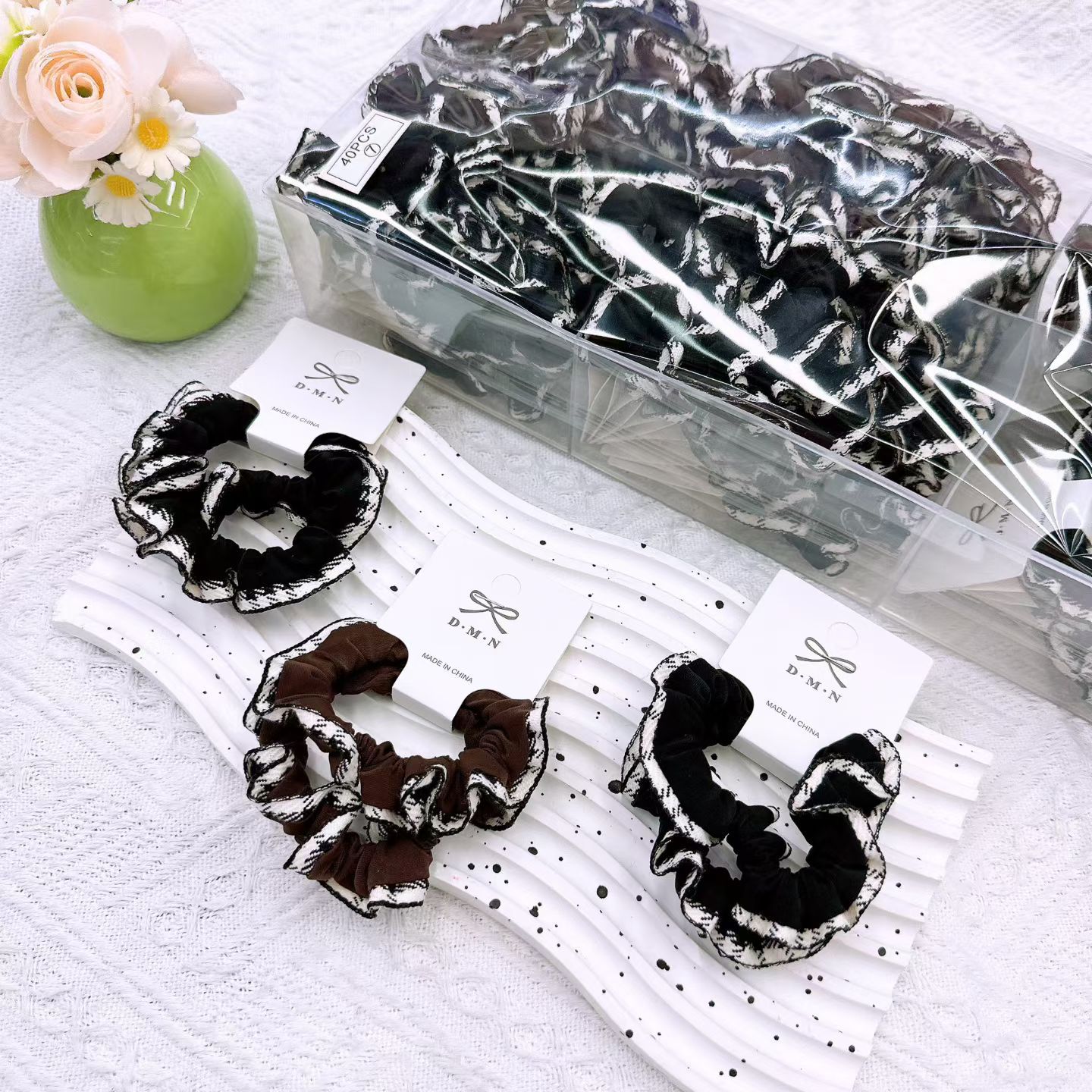 New colorful girl gauze small intestine loop cute chiffon edge hair loop high elasticity rubber band two pieces of commercial super hair accessory New colorful girl gauze small intestine loop cute chiffon edge hair loop high elasticity rubber band two pieces of commercial super hair accessory
