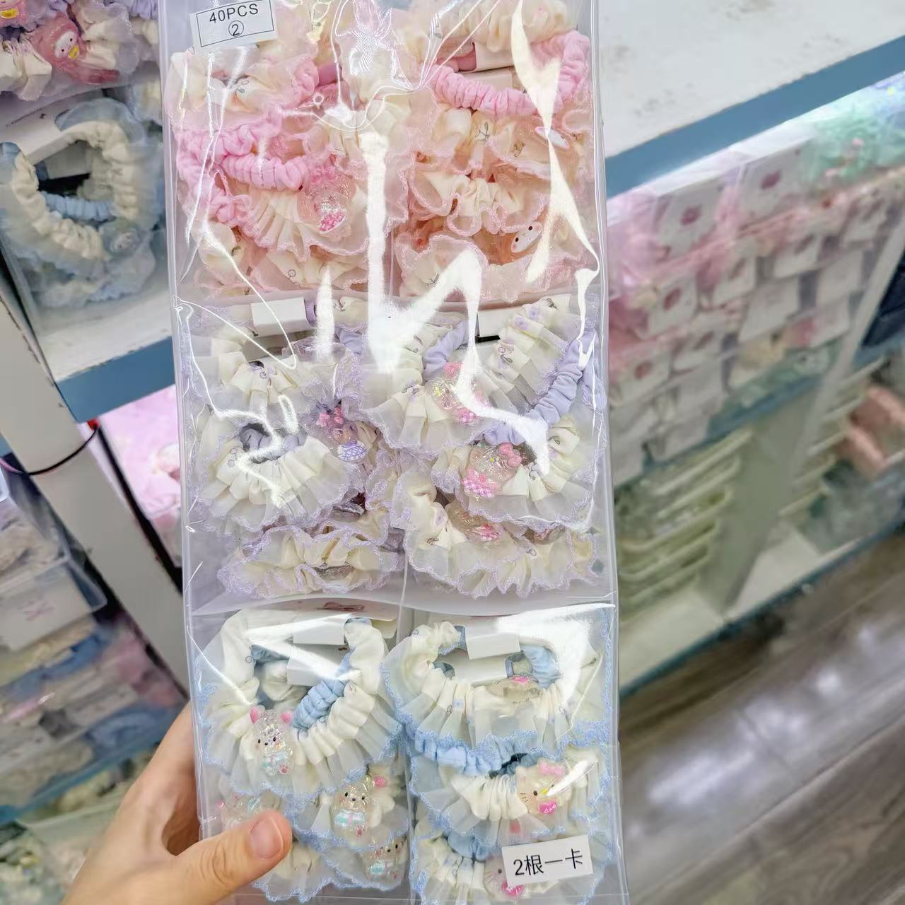 New colorful girl gauze small intestine loop cute chiffon edge hair loop high elasticity rubber band two pieces of commercial super hair accessory New colorful girl gauze small intestine loop cute chiffon edge hair loop high elasticity rubber band two pieces of commercial super hair accessory