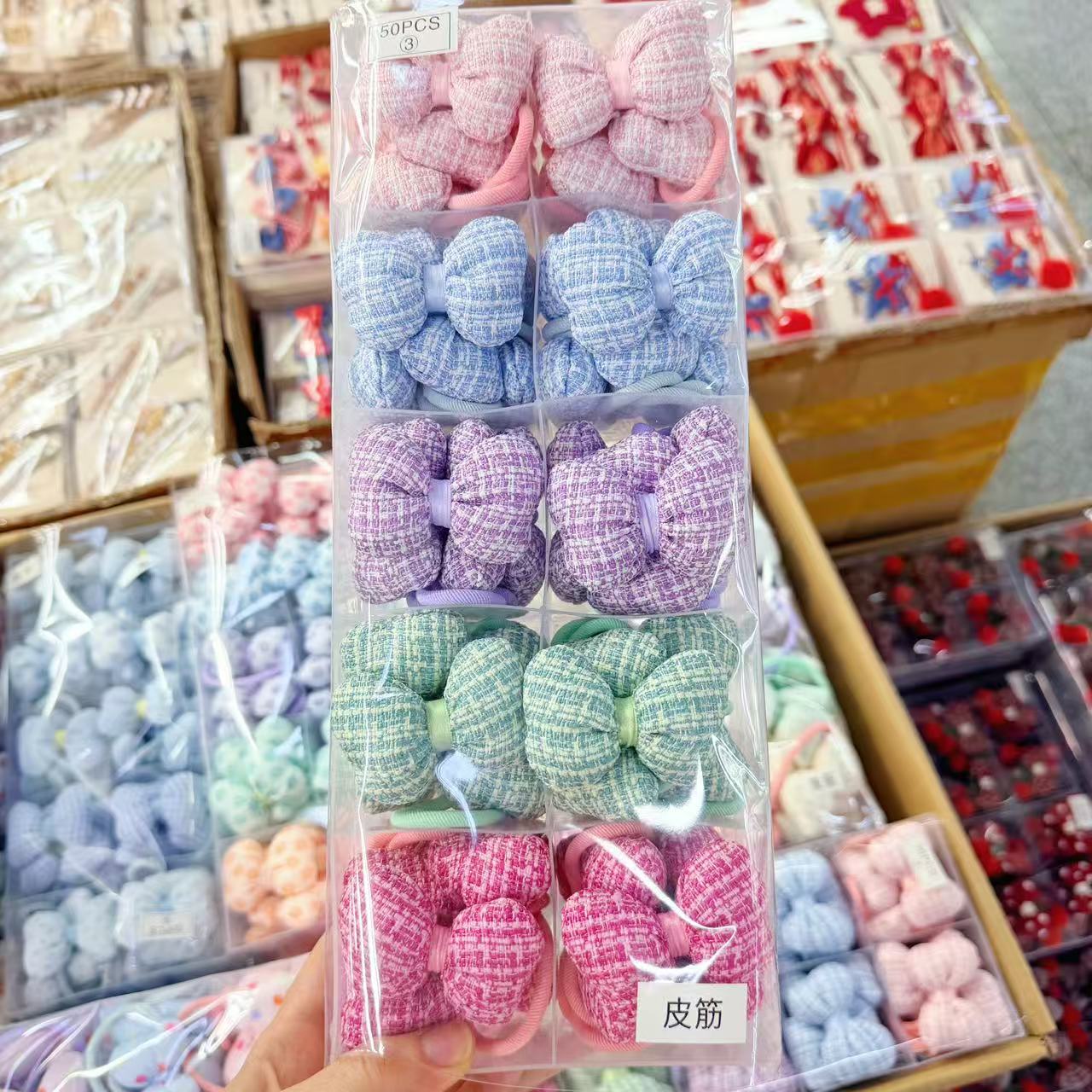 Korean cotton filled bowtie headband fabric student rubber band super fairy girl tying ball ponytail headband Yiwu wholesale Korean cotton filled bowtie headband fabric student rubber band super fairy girl tying ball ponytail headband Yiwu wholesale