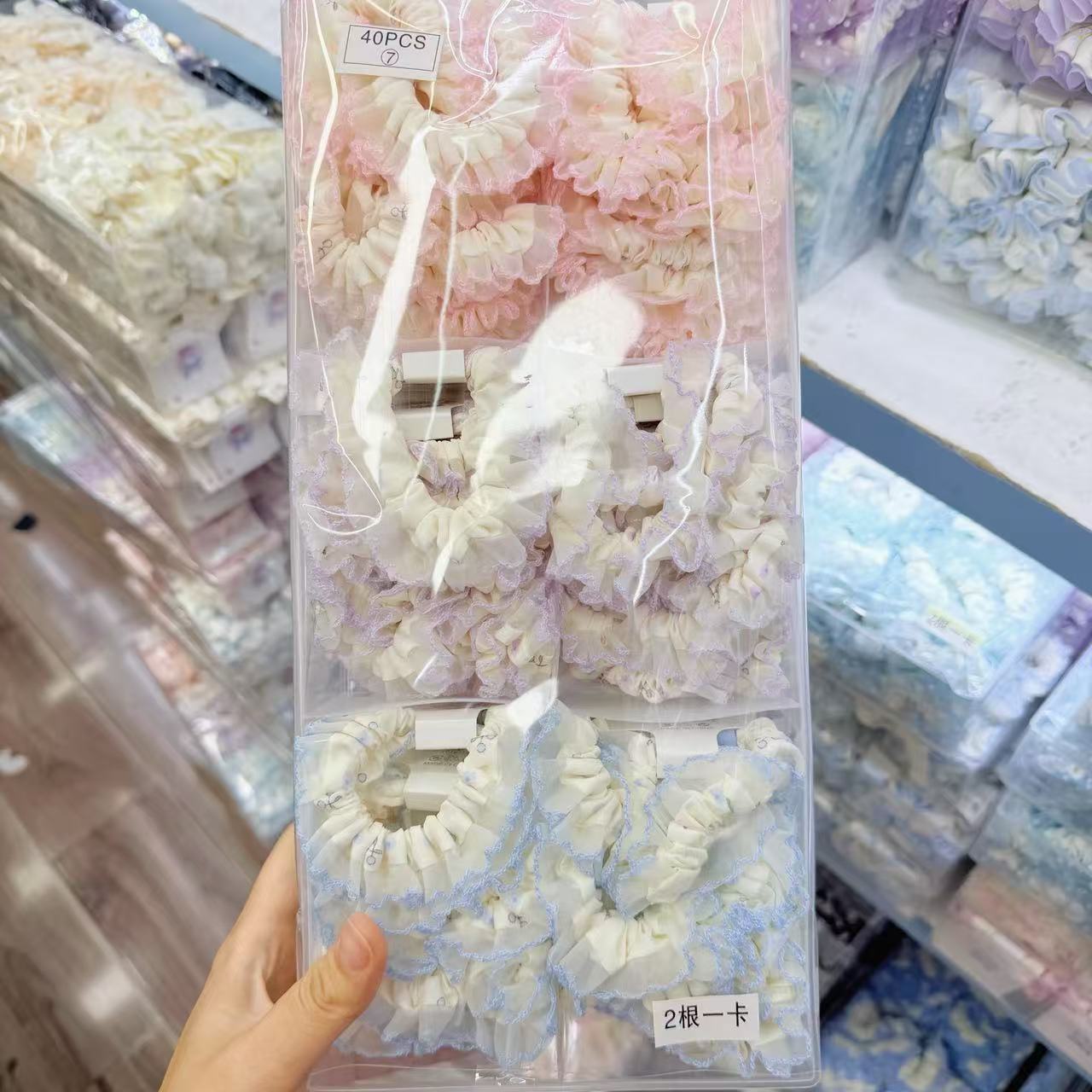 New colorful girl gauze small intestine loop cute chiffon edge hair loop high elasticity rubber band two pieces of commercial super hair accessory New colorful girl gauze small intestine loop cute chiffon edge hair loop high elasticity rubber band two pieces of commercial super hair accessory