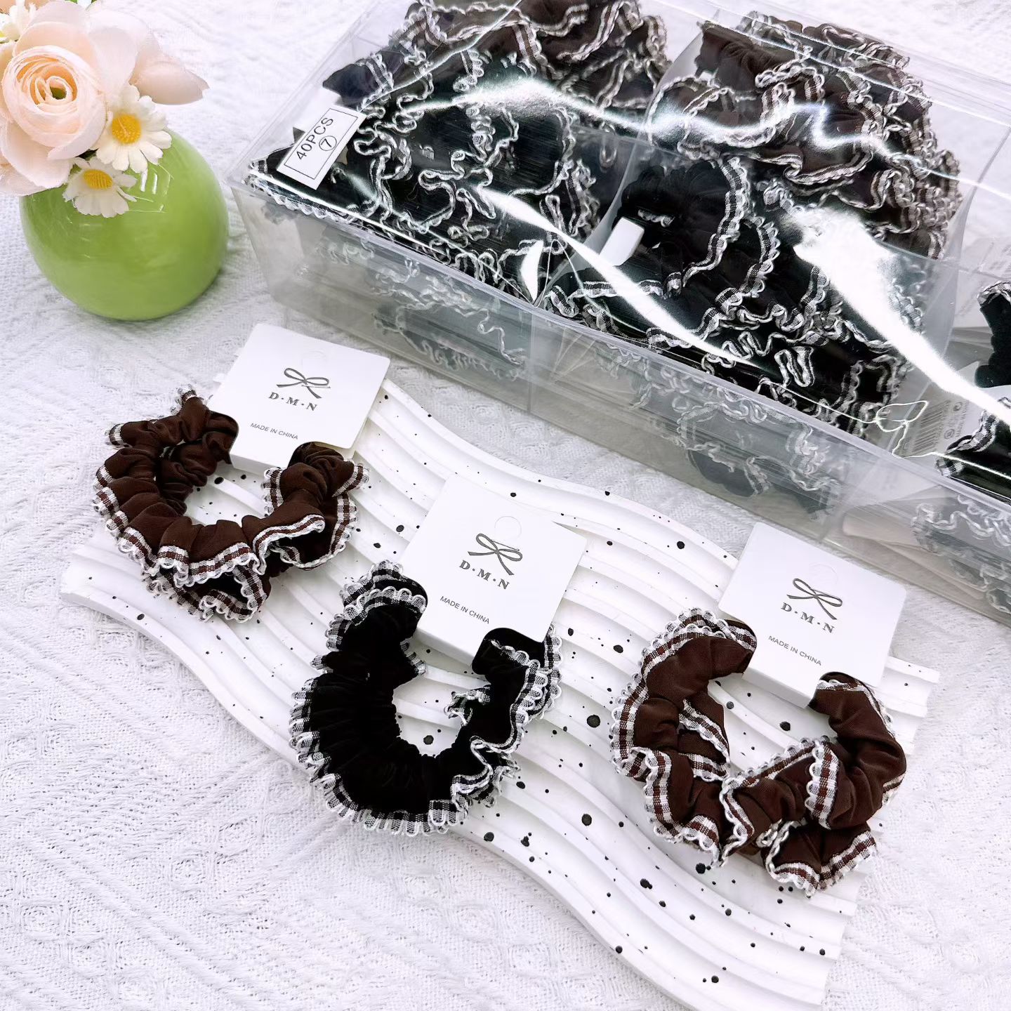 New colorful girl gauze small intestine loop cute chiffon edge hair loop high elasticity rubber band two pieces of commercial super hair accessory New colorful girl gauze small intestine loop cute chiffon edge hair loop high elasticity rubber band two pieces of commercial super hair accessory
