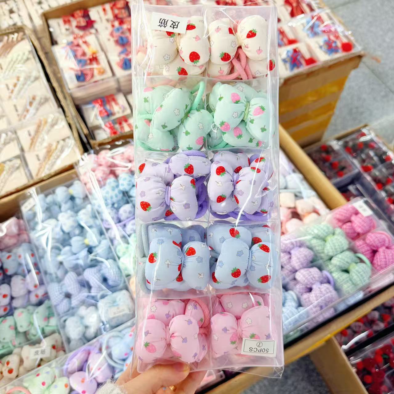 Korean cotton filled bowtie headband fabric student rubber band super fairy girl tying ball ponytail headband Yiwu wholesale Korean cotton filled bowtie headband fabric student rubber band super fairy girl tying ball ponytail headband Yiwu wholesale