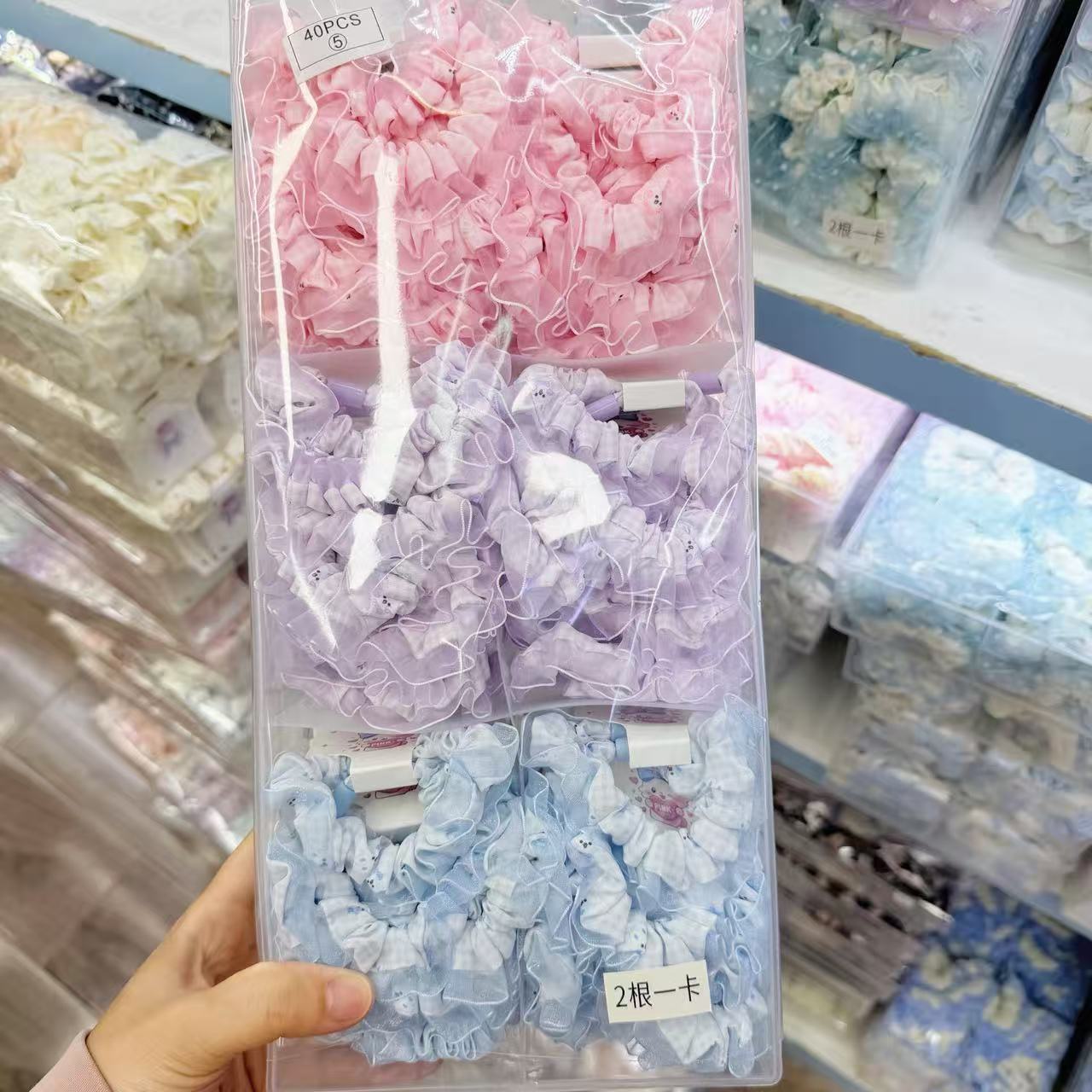 New colorful girl gauze small intestine loop cute chiffon edge hair loop high elasticity rubber band two pieces of commercial super hair accessory New colorful girl gauze small intestine loop cute chiffon edge hair loop high elasticity rubber band two pieces of commercial super hair accessory