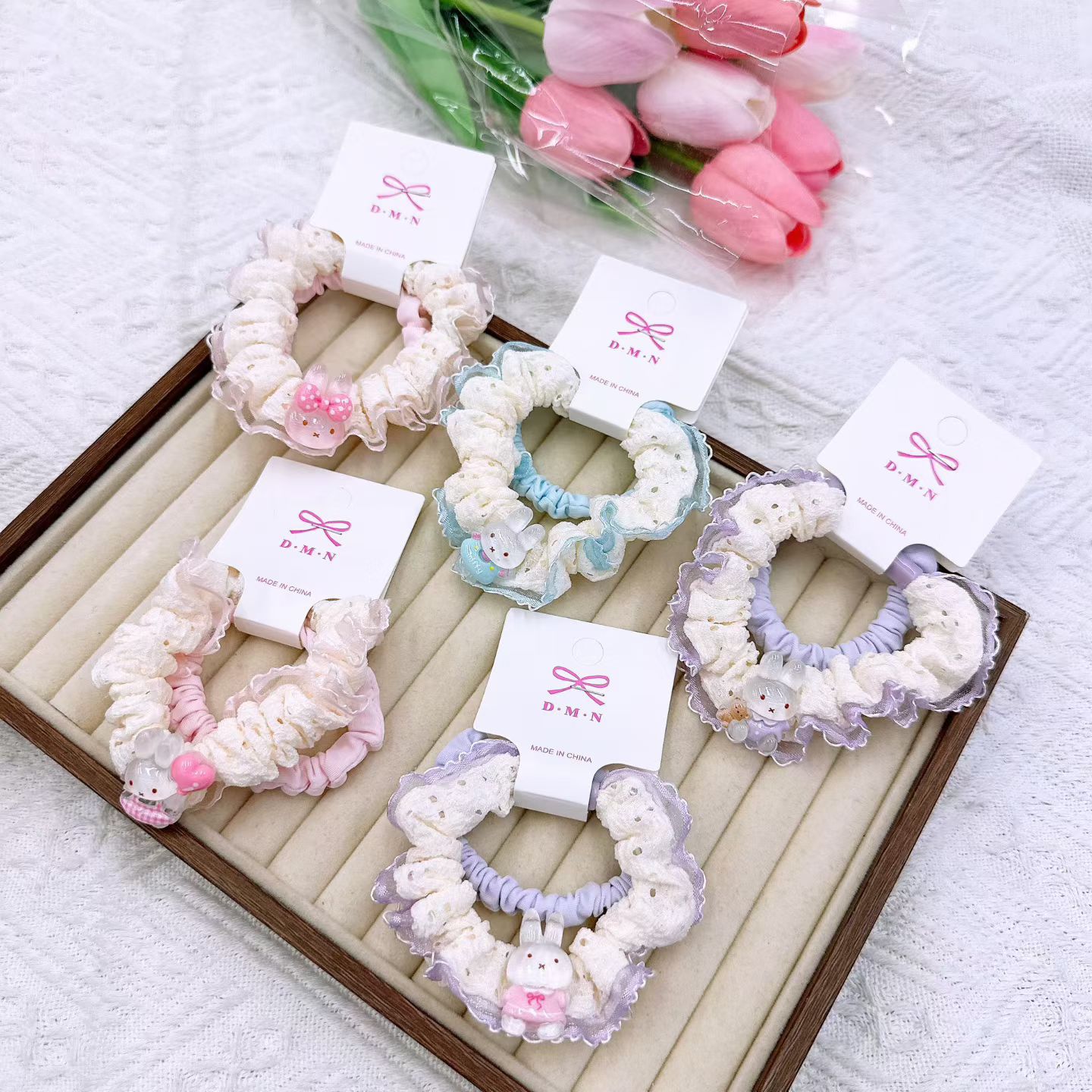 New colorful girl gauze small intestine loop cute chiffon edge hair loop high elasticity rubber band two pieces of commercial super hair accessory New colorful girl gauze small intestine loop cute chiffon edge hair loop high elasticity rubber band two pieces of commercial super hair accessory