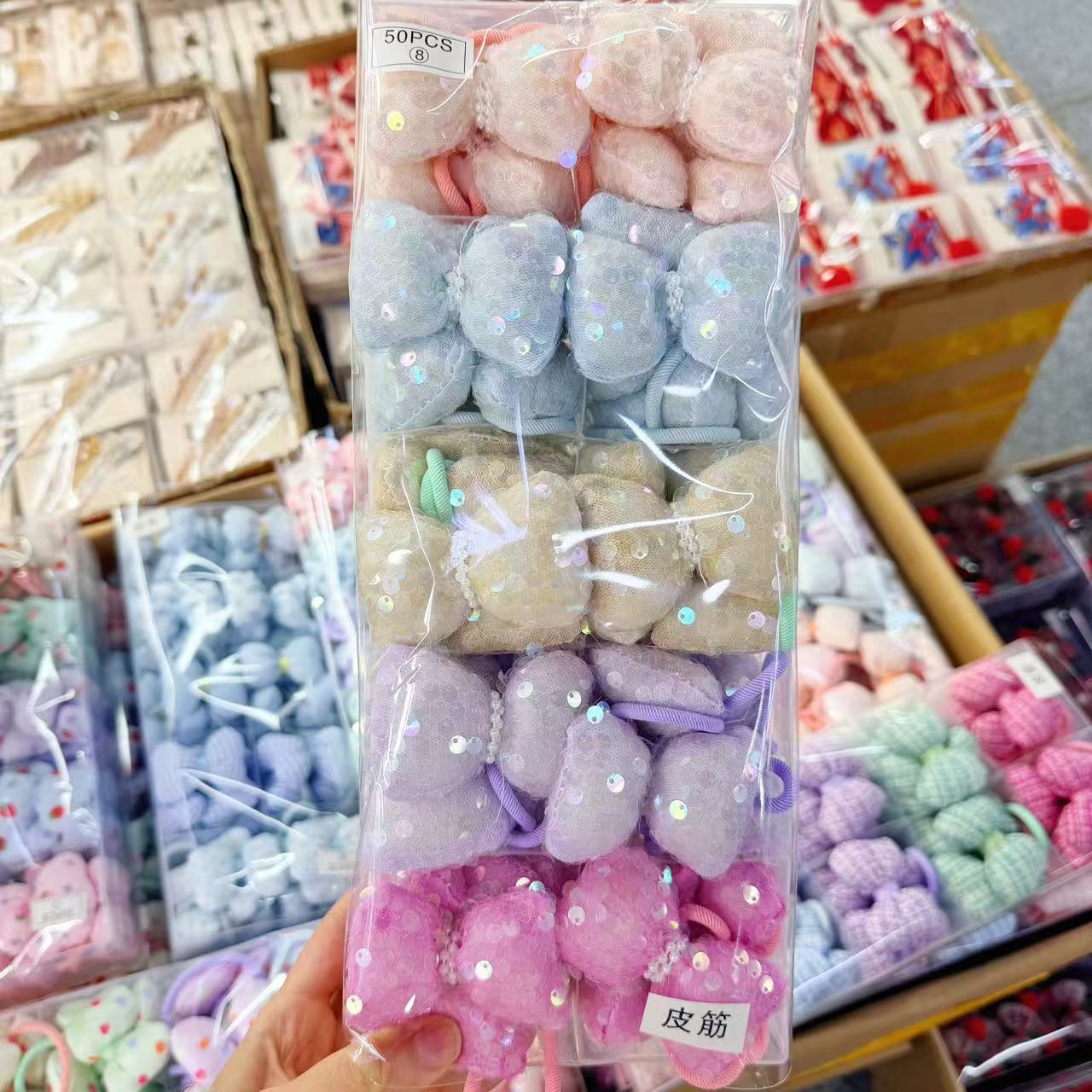 Korean cotton filled bowtie headband fabric student rubber band super fairy girl tying ball ponytail headband Yiwu wholesale Korean cotton filled bowtie headband fabric student rubber band super fairy girl tying ball ponytail headband Yiwu wholesale