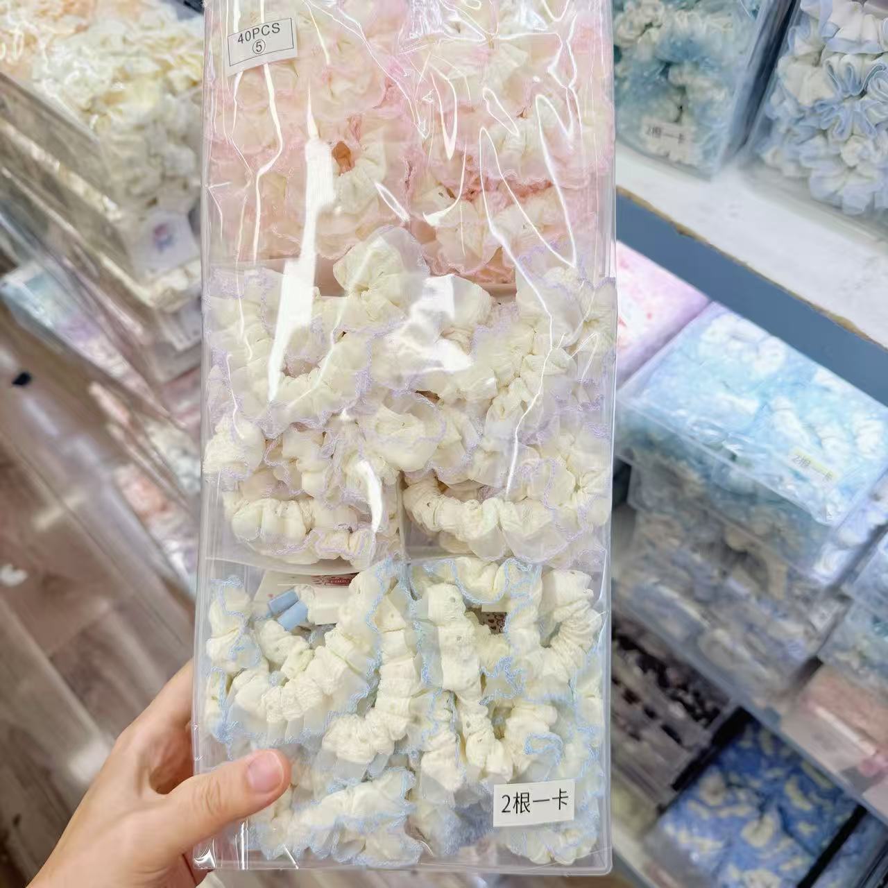 New colorful girl gauze small intestine loop cute chiffon edge hair loop high elasticity rubber band two pieces of commercial super hair accessory New colorful girl gauze small intestine loop cute chiffon edge hair loop high elasticity rubber band two pieces of commercial super hair accessory