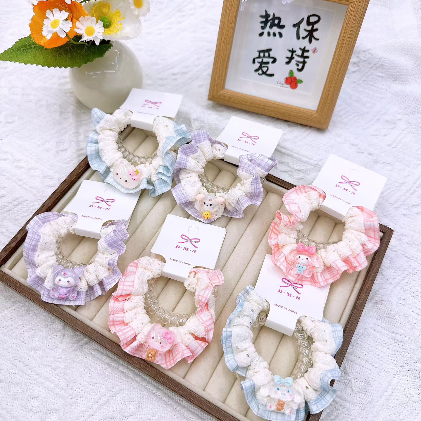 New colorful girl gauze small intestine loop cute chiffon edge hair loop high elasticity rubber band two pieces of commercial super hair accessory New colorful girl gauze small intestine loop cute chiffon edge hair loop high elasticity rubber band two pieces of commercial super hair accessory