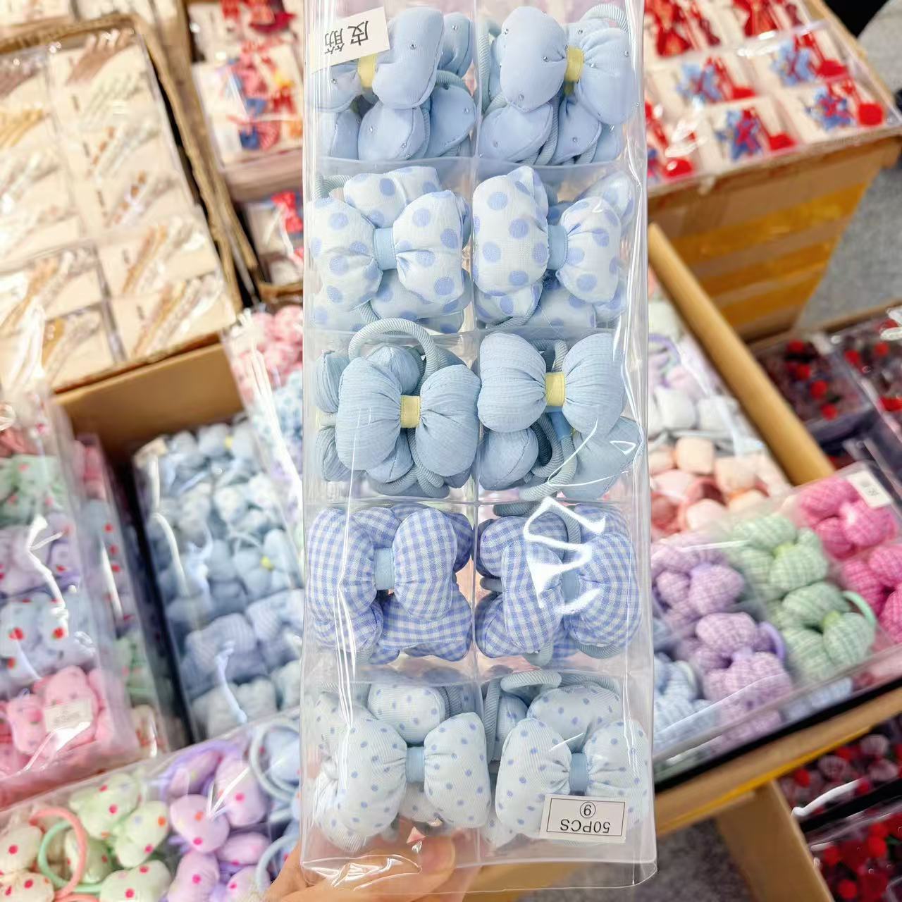 Korean cotton filled bowtie headband fabric student rubber band super fairy girl tying ball ponytail headband Yiwu wholesale Korean cotton filled bowtie headband fabric student rubber band super fairy girl tying ball ponytail headband Yiwu wholesale