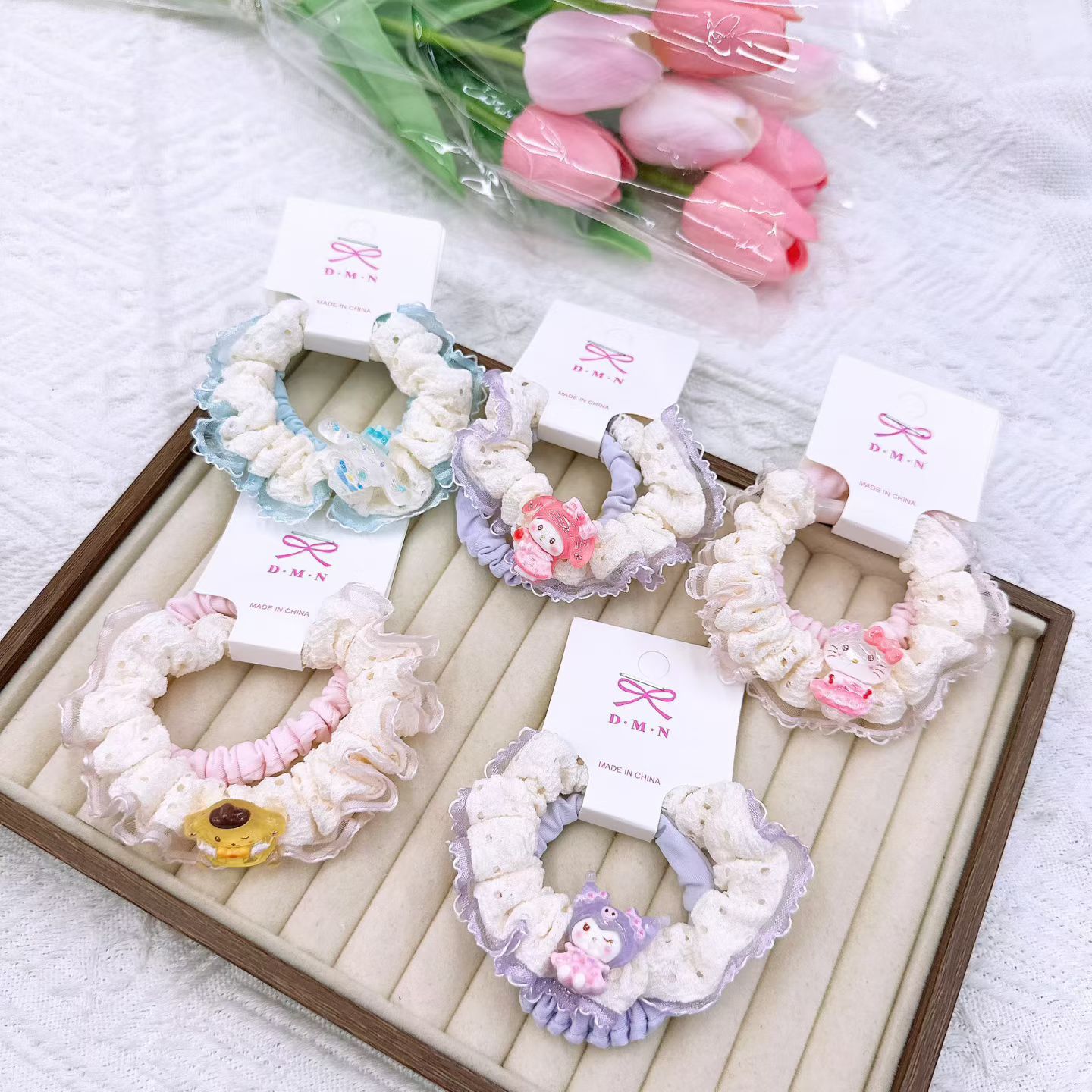 New colorful girl gauze small intestine loop cute chiffon edge hair loop high elasticity rubber band two pieces of commercial super hair accessory New colorful girl gauze small intestine loop cute chiffon edge hair loop high elasticity rubber band two pieces of commercial super hair accessory