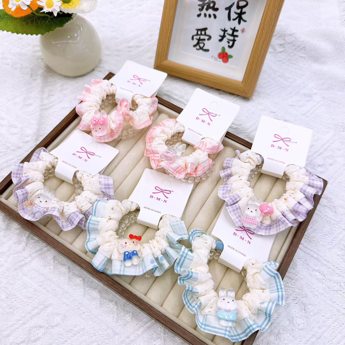 New colorful girl gauze small intestine loop cute chiffon edge hair loop high elasticity rubber band two pieces of commercial super hair accessory New colorful girl gauze small intestine loop cute chiffon edge hair loop high elasticity rubber band two pieces of commercial super hair accessory