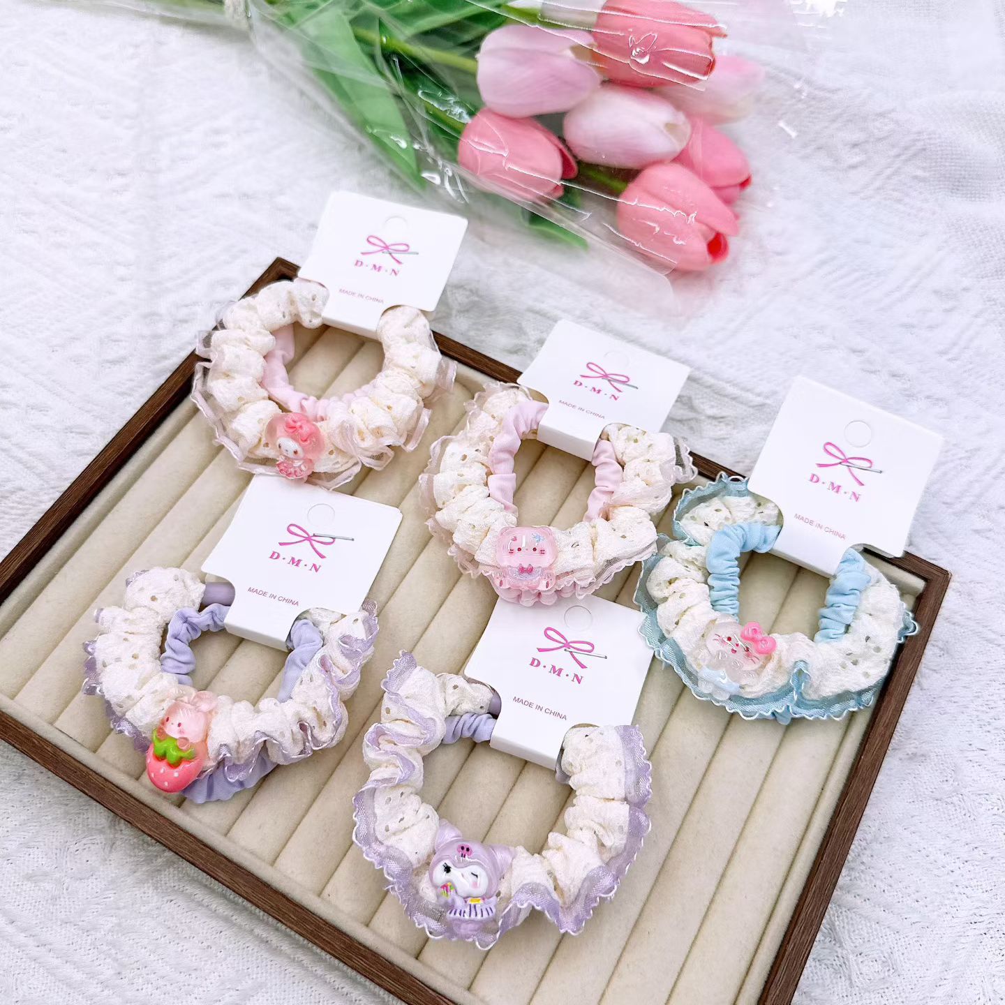 New colorful girl gauze small intestine loop cute chiffon edge hair loop high elasticity rubber band two pieces of commercial super hair accessory New colorful girl gauze small intestine loop cute chiffon edge hair loop high elasticity rubber band two pieces of commercial super hair accessory