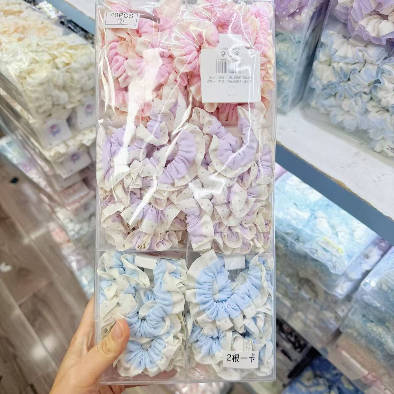 New colorful girl gauze small intestine loop cute chiffon edge hair loop high elasticity rubber band two pieces of commercial super hair accessory New colorful girl gauze small intestine loop cute chiffon edge hair loop high elasticity rubber band two pieces of commercial super hair accessory