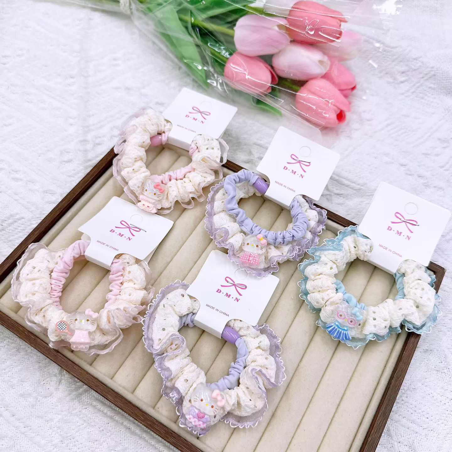 New colorful girl gauze small intestine loop cute chiffon edge hair loop high elasticity rubber band two pieces of commercial super hair accessory New colorful girl gauze small intestine loop cute chiffon edge hair loop high elasticity rubber band two pieces of commercial super hair accessory