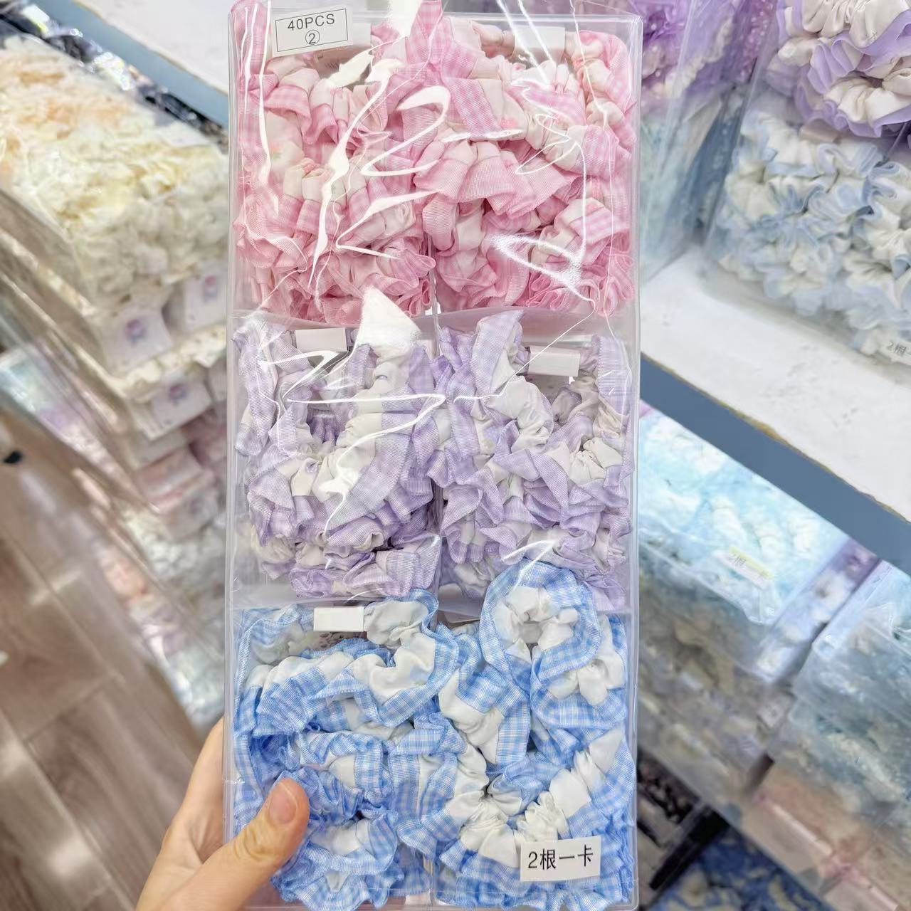 New colorful girl gauze small intestine loop cute chiffon edge hair loop high elasticity rubber band two pieces of commercial super hair accessory New colorful girl gauze small intestine loop cute chiffon edge hair loop high elasticity rubber band two pieces of commercial super hair accessory