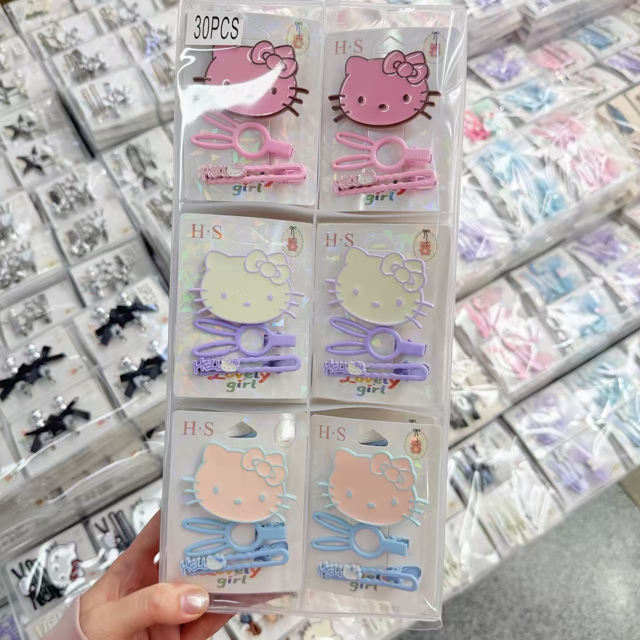 Japanese HelloKitty resin hair clip hair accessories wholesale student cute bow side clip girl bangs clip