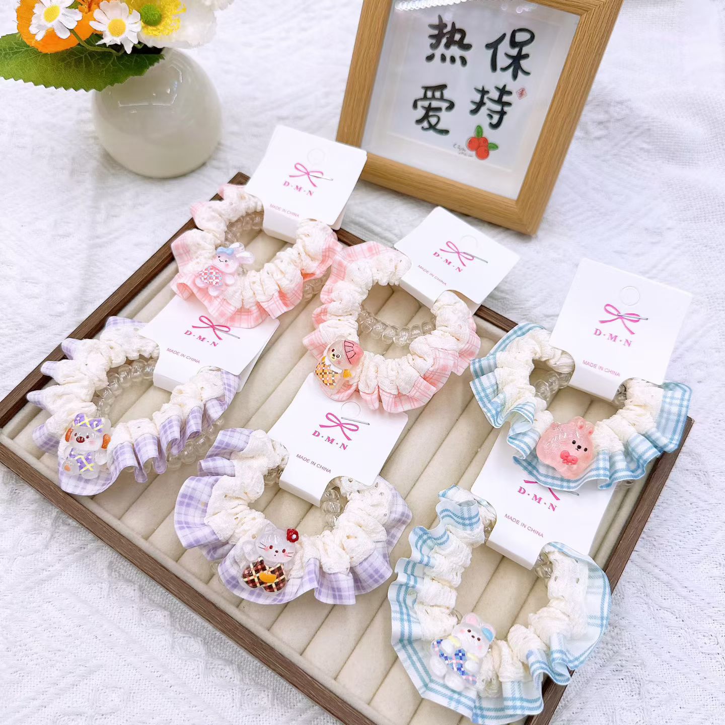 New colorful girl gauze small intestine loop cute chiffon edge hair loop high elasticity rubber band two pieces of commercial super hair accessory New colorful girl gauze small intestine loop cute chiffon edge hair loop high elasticity rubber band two pieces of commercial super hair accessory