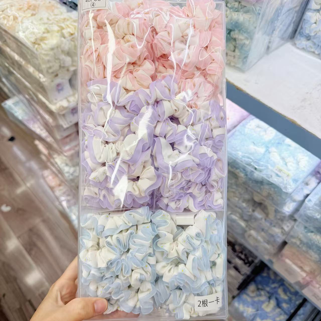 New colorful girl gauze small intestine loop cute chiffon edge hair loop high elasticity rubber band two pieces of commercial super hair accessory New colorful girl gauze small intestine loop cute chiffon edge hair loop high elasticity rubber band two pieces of commercial super hair accessory