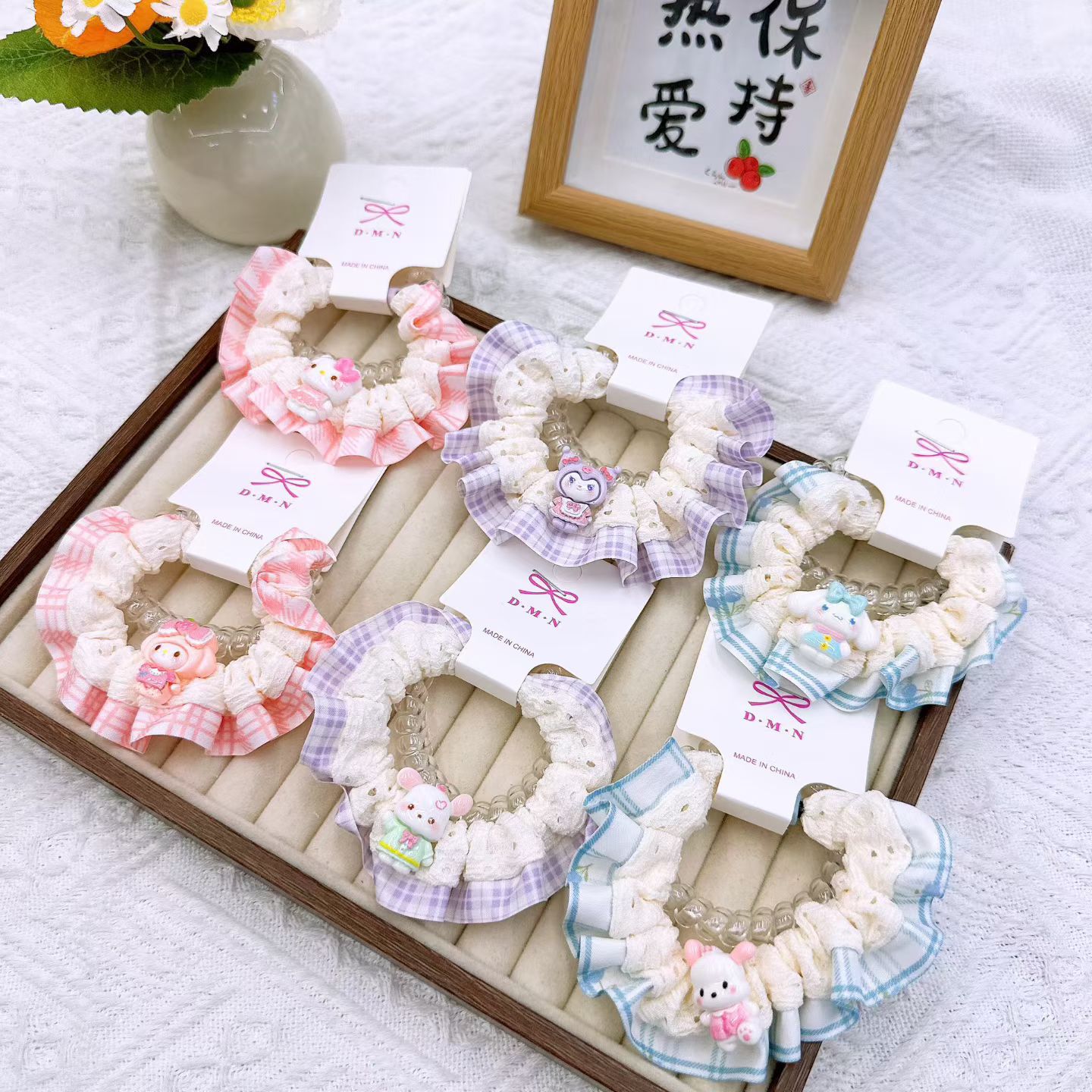 New colorful girl gauze small intestine loop cute chiffon edge hair loop high elasticity rubber band two pieces of commercial super hair accessory New colorful girl gauze small intestine loop cute chiffon edge hair loop high elasticity rubber band two pieces of commercial super hair accessory