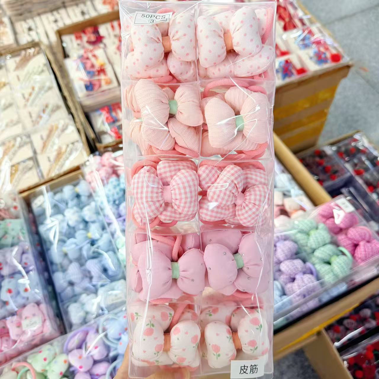 Korean cotton filled bowtie headband fabric student rubber band super fairy girl tying ball ponytail headband Yiwu wholesale Korean cotton filled bowtie headband fabric student rubber band super fairy girl tying ball ponytail headband Yiwu wholesale