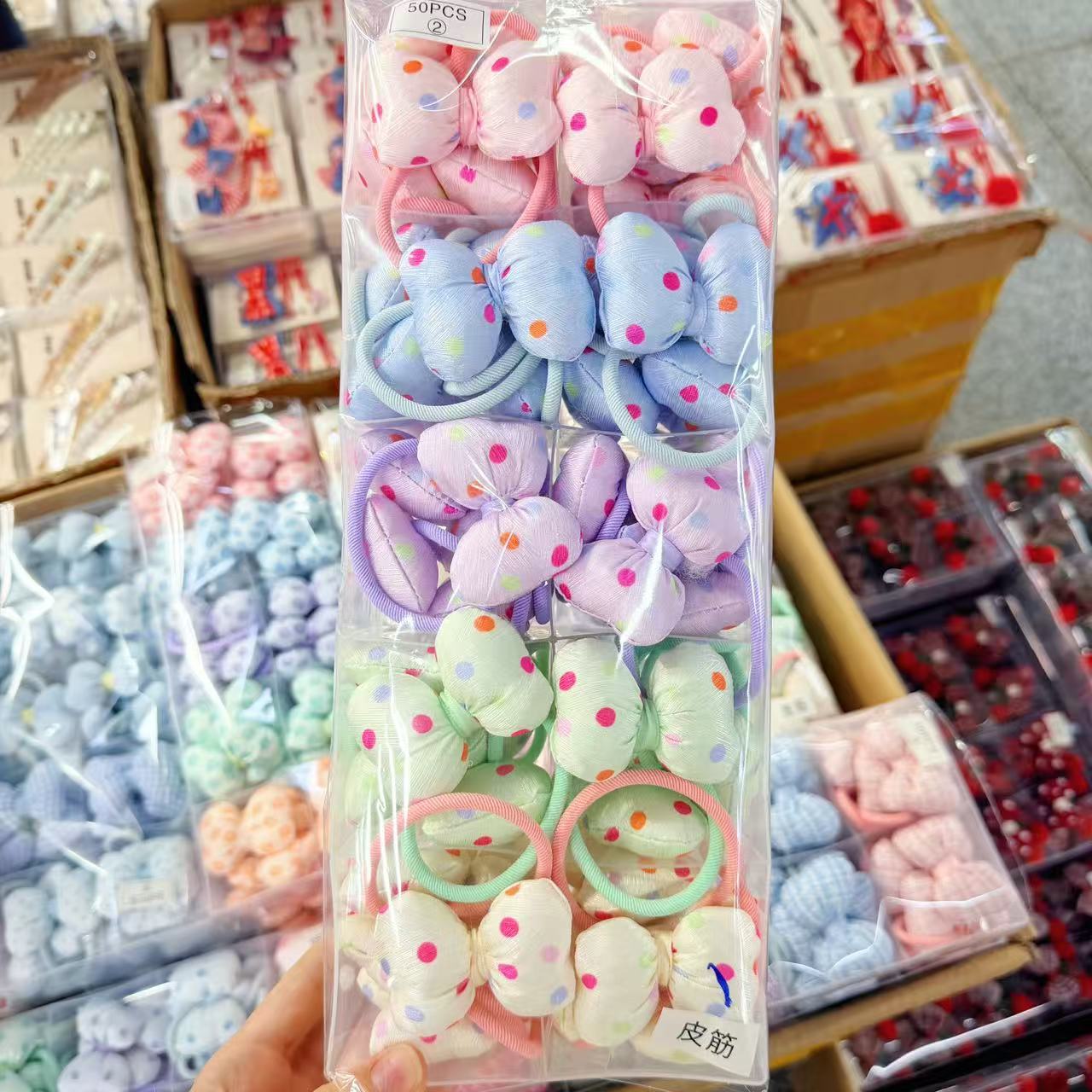 Korean cotton filled bowtie headband fabric student rubber band super fairy girl tying ball ponytail headband Yiwu wholesale Korean cotton filled bowtie headband fabric student rubber band super fairy girl tying ball ponytail headband Yiwu wholesale