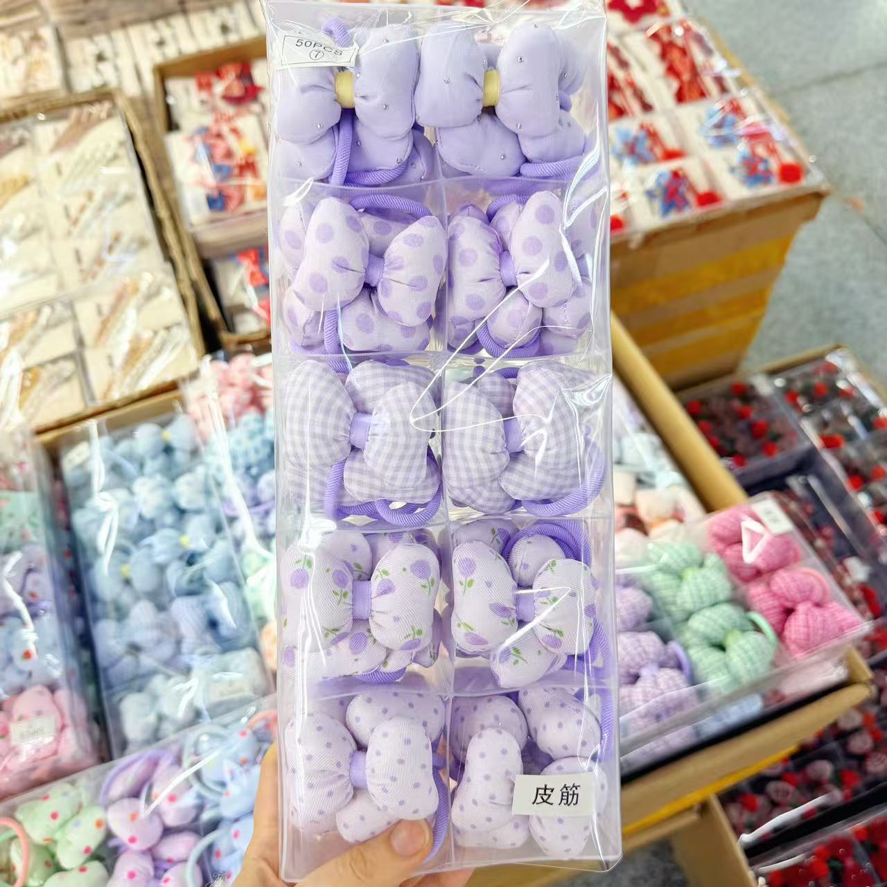 Korean cotton filled bowtie headband fabric student rubber band super fairy girl tying ball ponytail headband Yiwu wholesale Korean cotton filled bowtie headband fabric student rubber band super fairy girl tying ball ponytail headband Yiwu wholesale