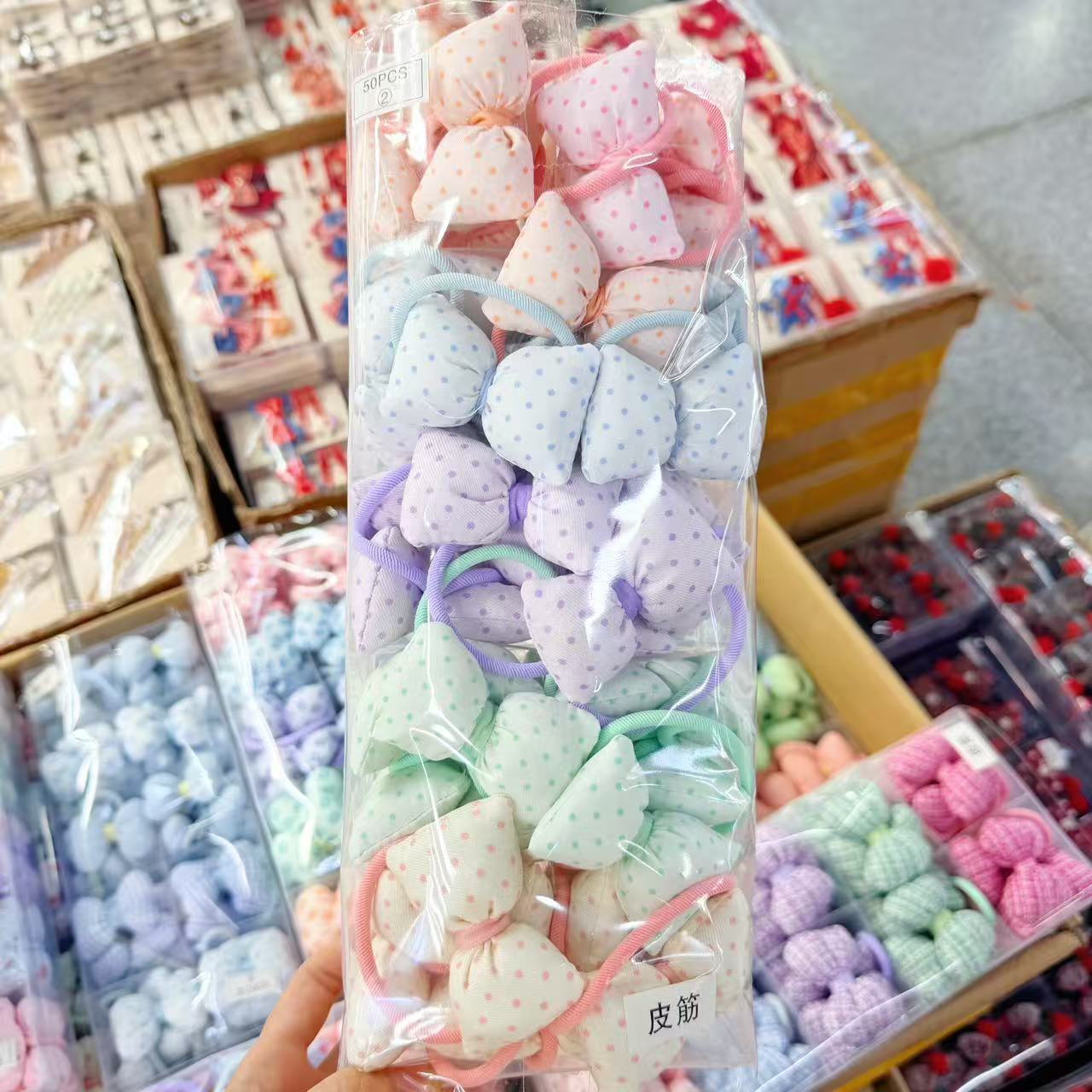 Korean cotton filled bowtie headband fabric student rubber band super fairy girl tying ball ponytail headband Yiwu wholesale Korean cotton filled bowtie headband fabric student rubber band super fairy girl tying ball ponytail headband Yiwu wholesale