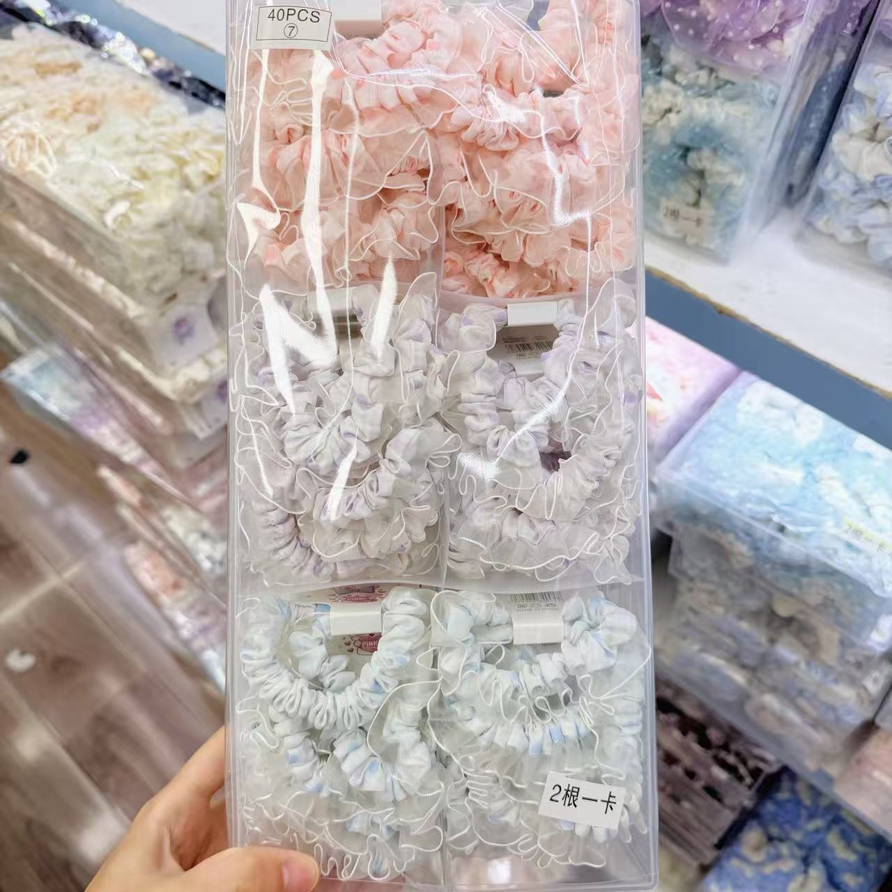New colorful girl gauze small intestine loop cute chiffon edge hair loop high elasticity rubber band two pieces of commercial super hair accessory New colorful girl gauze small intestine loop cute chiffon edge hair loop high elasticity rubber band two pieces of commercial super hair accessory