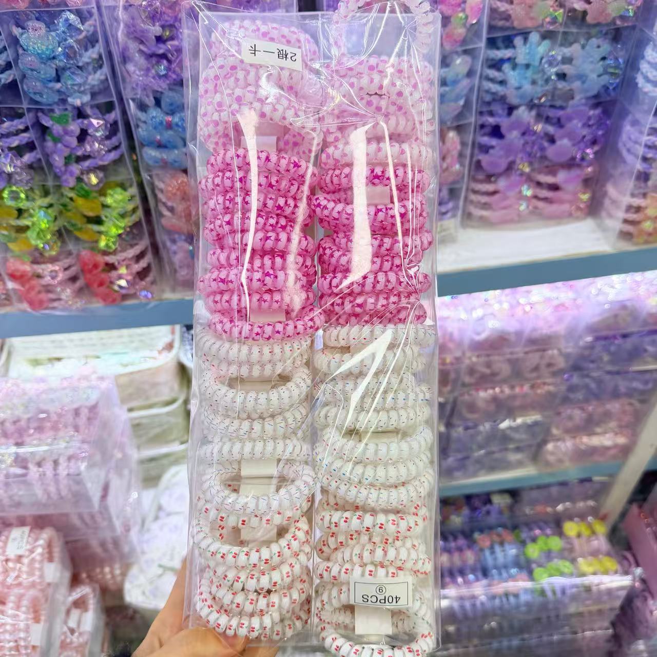 Korean version of ins mermaid girl phone line hair circle, one card, two female laser head ropes tied with ponytail, simple rubber band wholesale