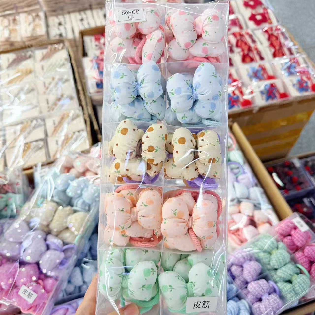 Korean cotton filled bowtie headband fabric student rubber band super fairy girl tying ball ponytail headband Yiwu wholesale Korean cotton filled bowtie headband fabric student rubber band super fairy girl tying ball ponytail headband Yiwu wholesale