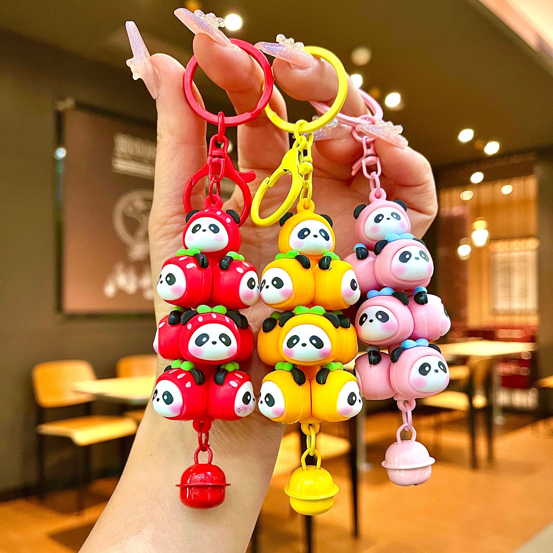 Cartoon Panda Animal Doll Stacking Joy Keychain Cute Bag Pendant Car Keychain Small Gift Wholesale