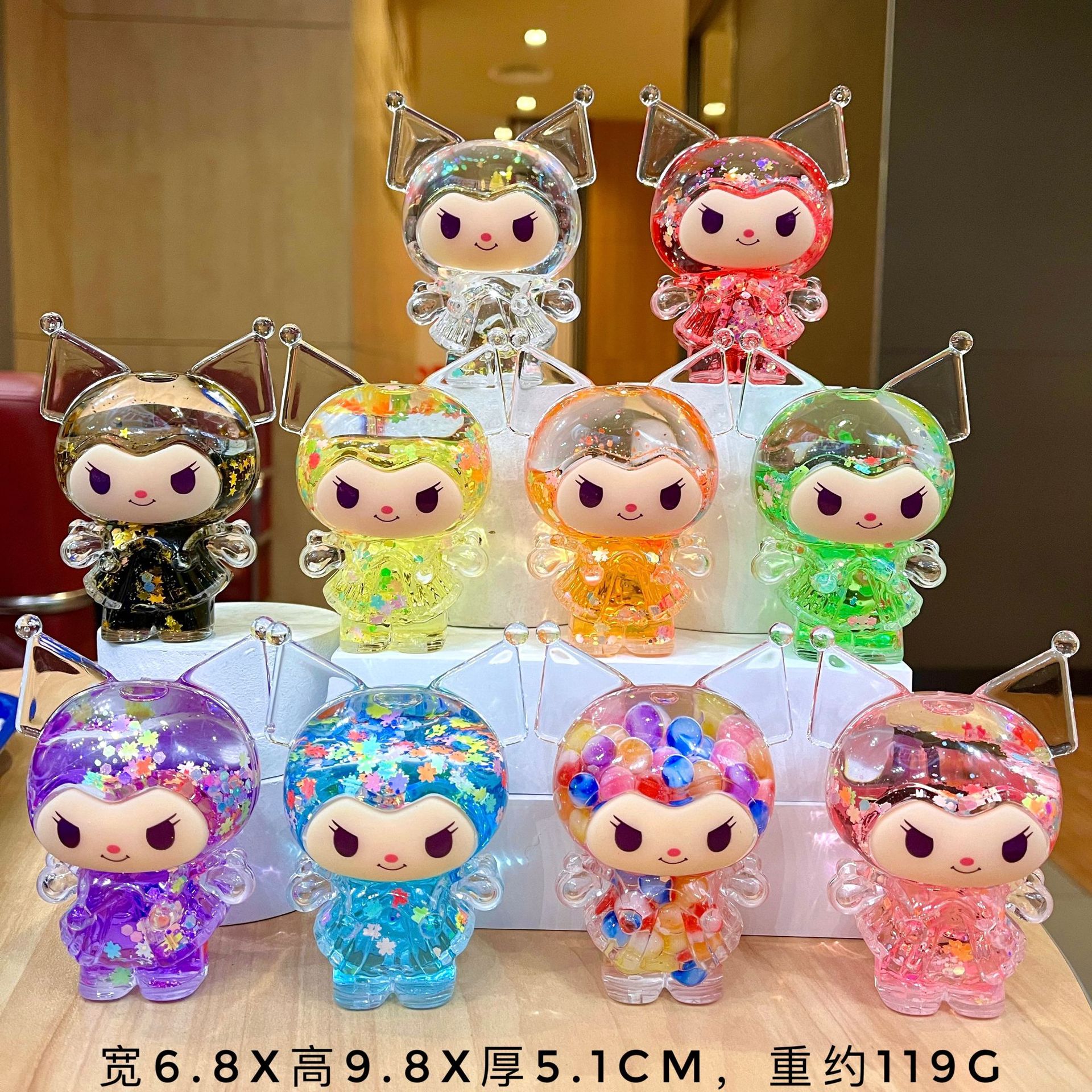 Hot selling quicksand Kuromi flash Kiki Tata wealth cat ornament into oil blind box blind bag small gift gift