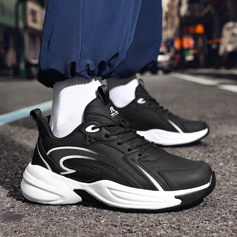 Cross border plus size men's shoes autumn and winter new item leather waterproof white board shoes casual men's and women's non slip soft soled sports shoes