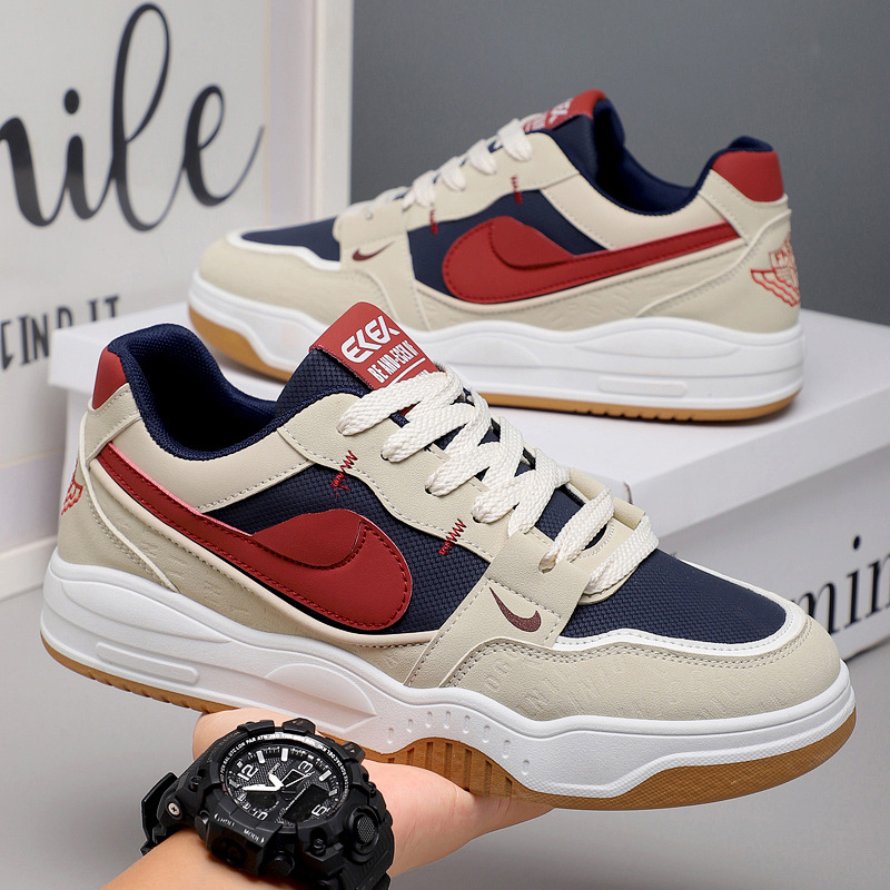 AJ men's retro thick soled casual board shoes for teenagers, low cut sports men's shoes, lace up students, all season breathable trendy shoes