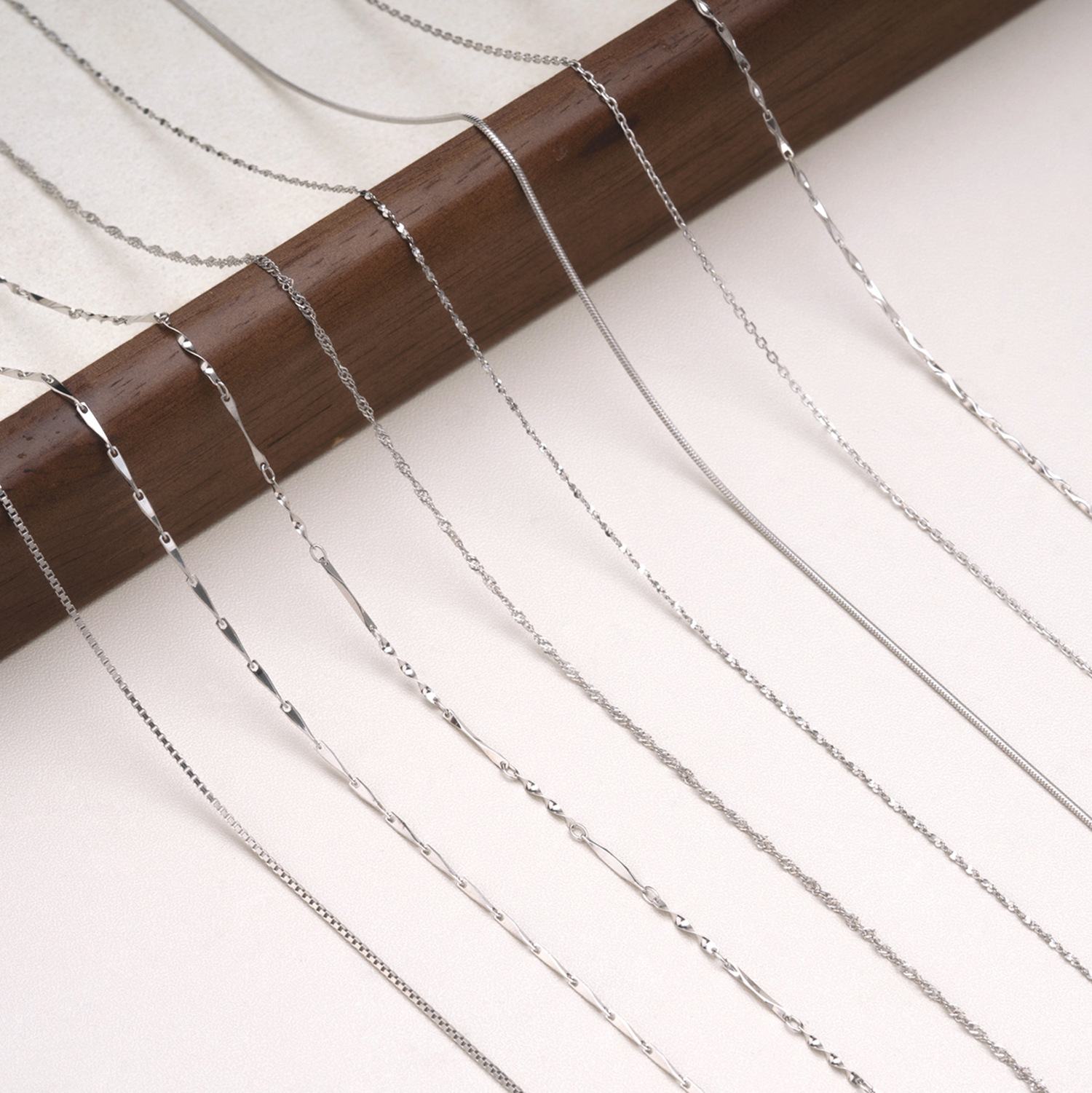 S925 pure silver necklace simple box chain plain chain starry sky cross chain matching chain DIY versatile collarbone chain wholesale