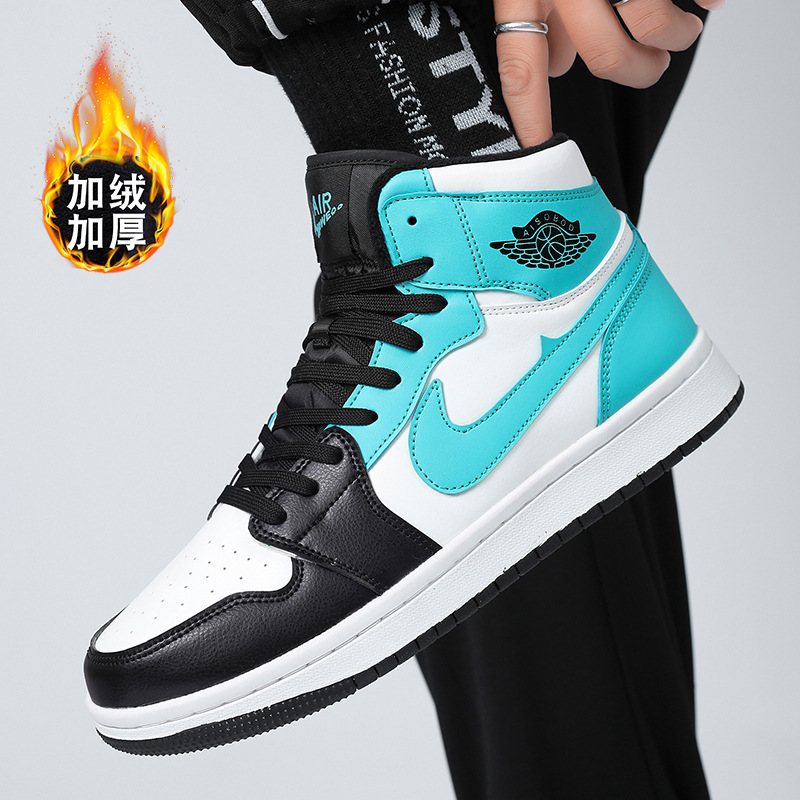 AJ men's shoes with winter velvet insulation, fashionable and high-quality high top board shoes, teenagers' versatile sports shoes, factory direct sales