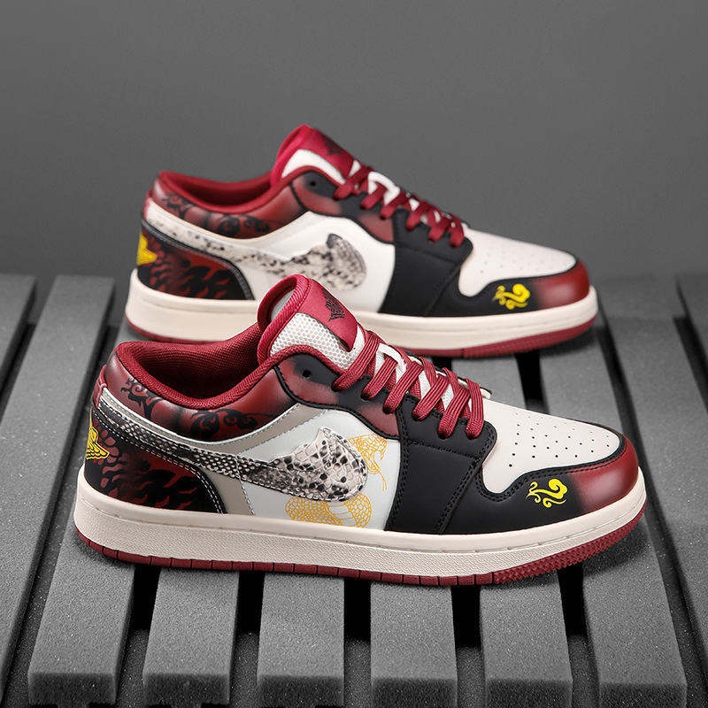 Cross border AJ men's shoes snake pattern annual limited edition rubber sole friction sound Three Prince Air Force No.1 couple casual board shoes