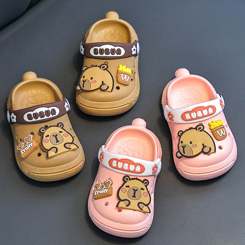 Kapibala children's slippers for boys, summer babies, hole shoes, soft soled, anti slip, home indoor, girls' cool slippers