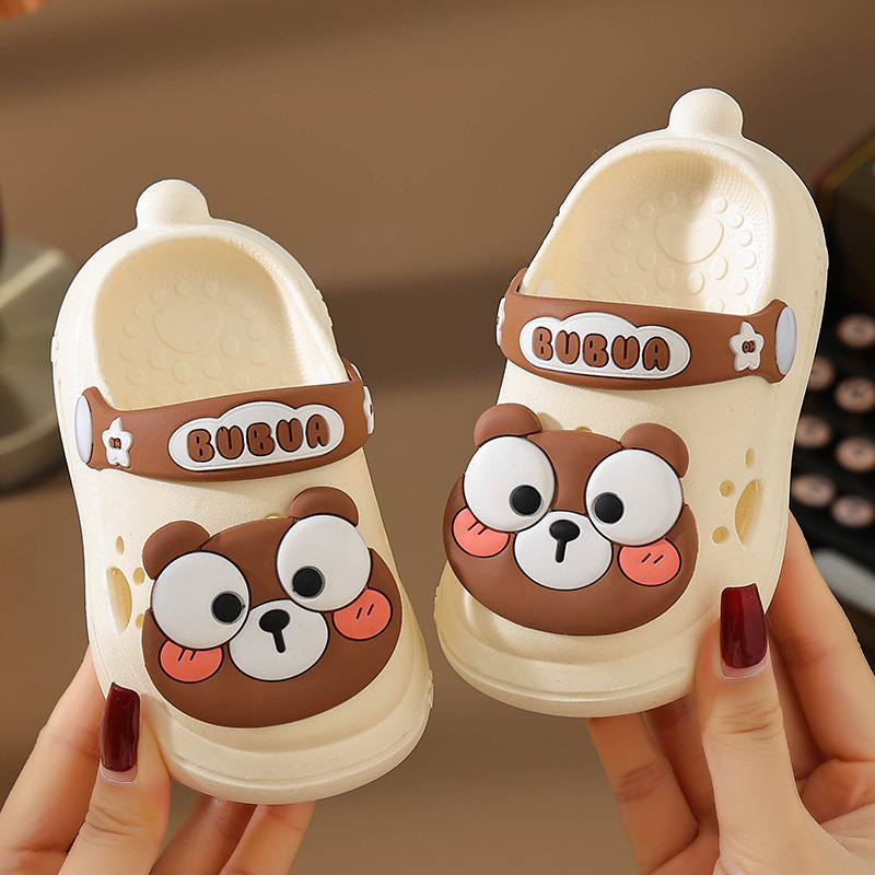 New children's slippers for home anti slip, summer thick soft sole, cute girls' hole shoes, boys' baby sandals