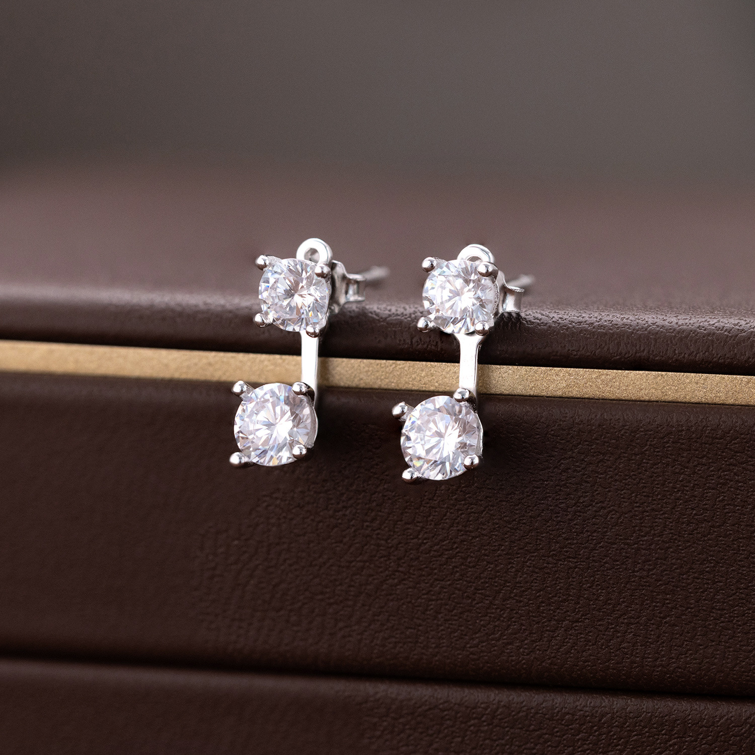 S925 pure silver rear hanging zircon earrings for women in Japan and South Korea, with a fresh, simple and exquisite temperament. Two pairs of super fairy earrings to wear