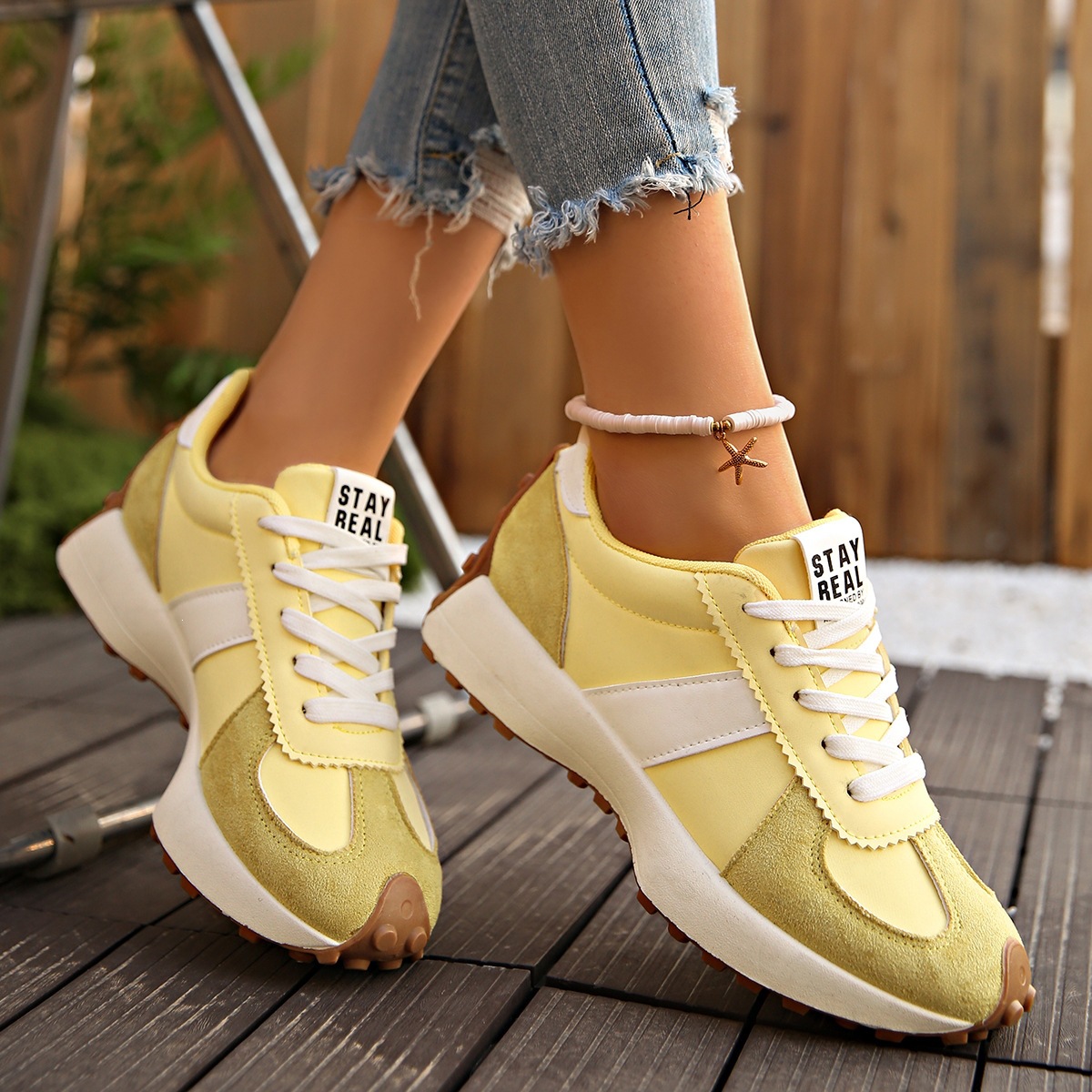 2026 Spring New Yellow Casual Shoes for Women in Large Sizes, Simple Forrest Gump Shoes, European and American Popular Cross border Foreign Trade Women's Shoes