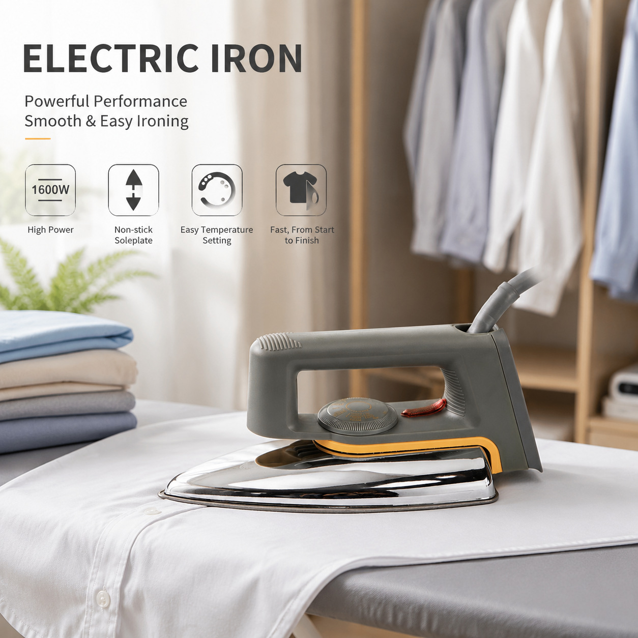 Cross border household old-fashioned dry hot iron, hot stamping, painting, hot stamping, diamond pasting, wooden skin electric hot stamping, no water, no steam, fixed angle
