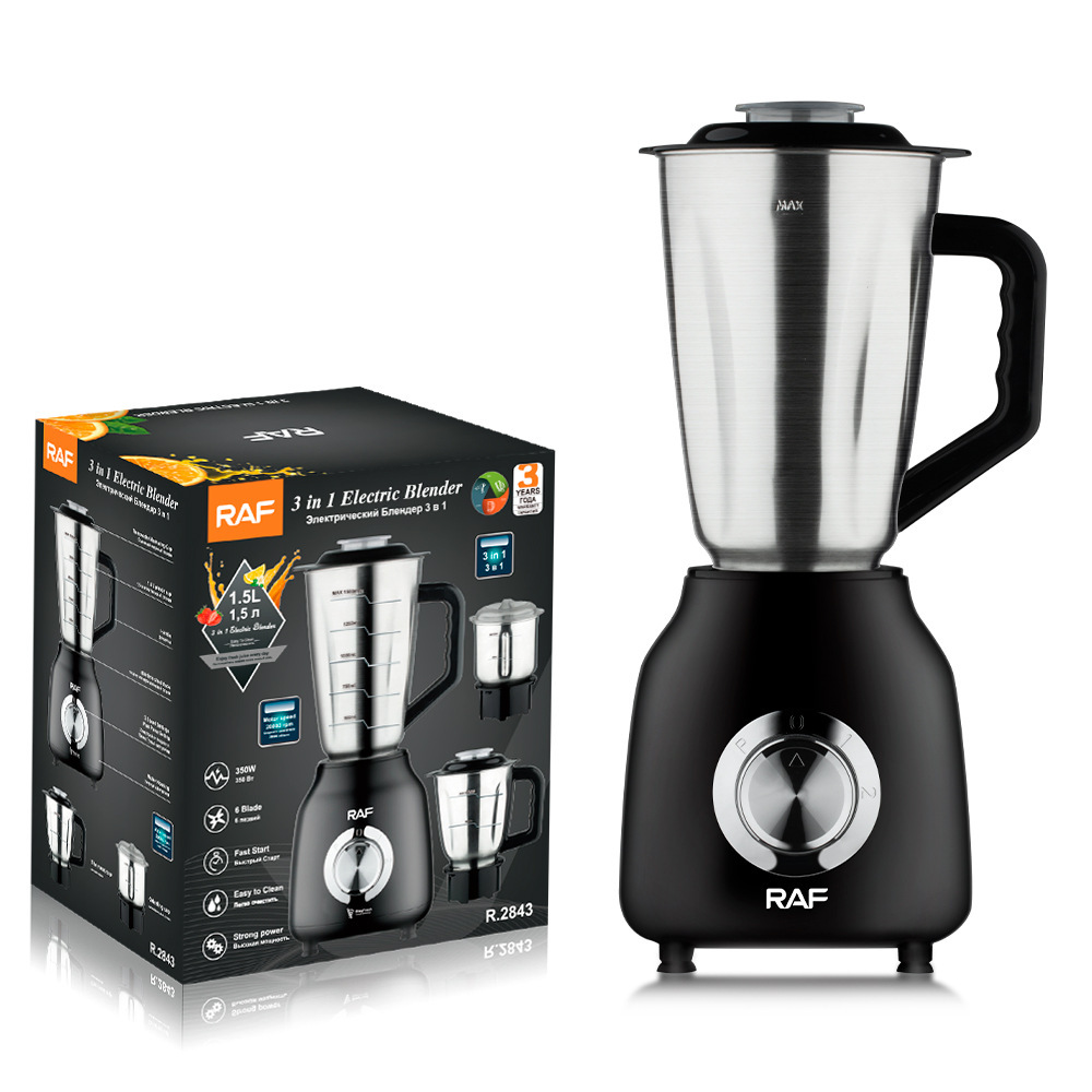 Blender Cross border Three in One Stainless Steel Juicer RAF Sand Ice Machine Juice Machine Grinding and Auxiliary Food Cooking Machine