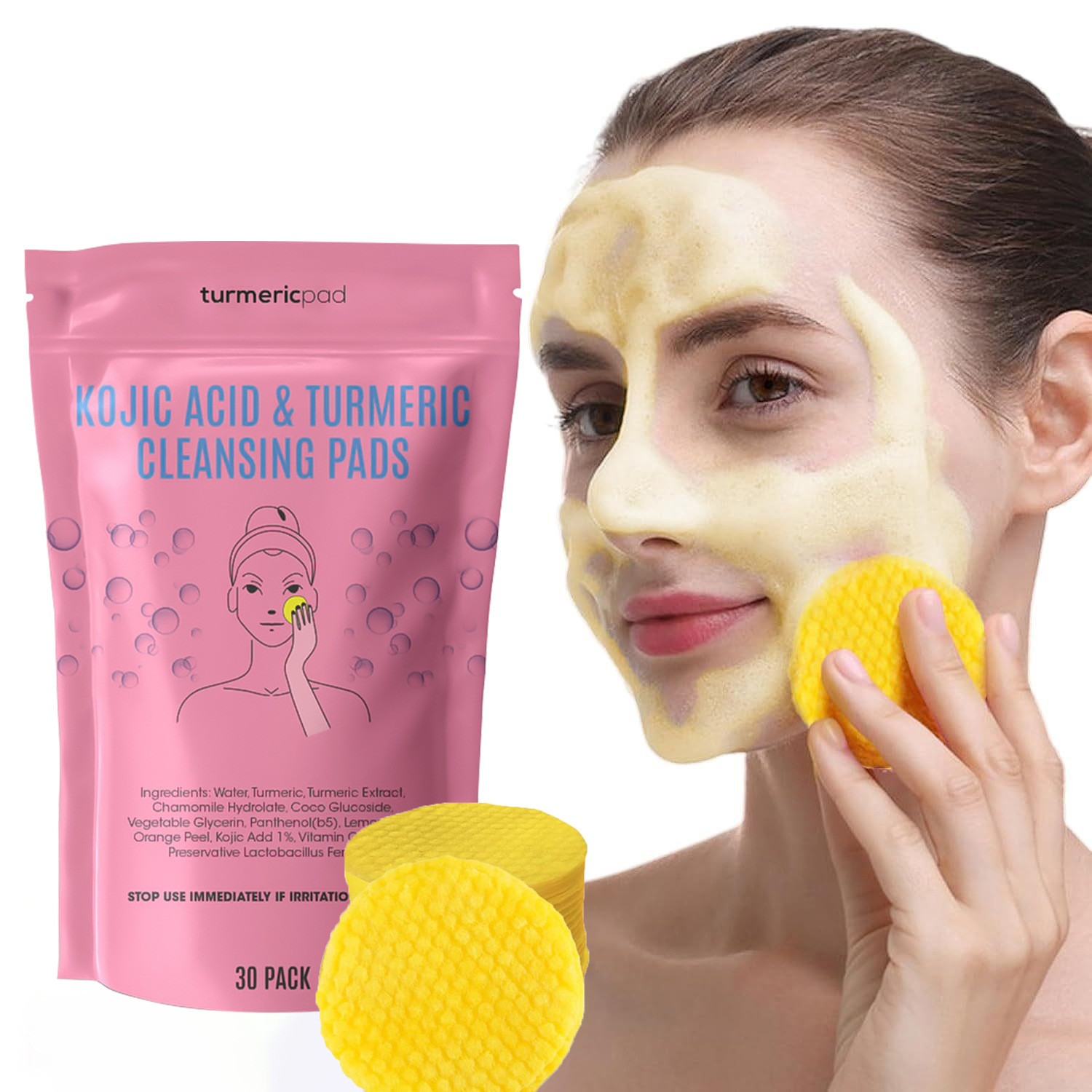 Cross border popular spot turmeric quercetin cleansing pad TURMERIC CLEANSING PADS English packaging