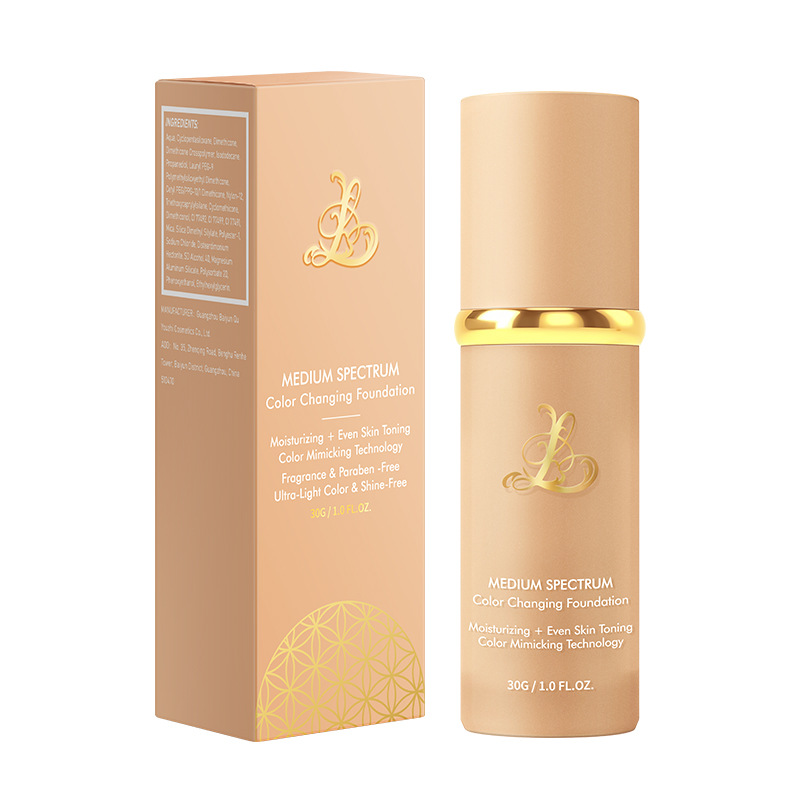 Cross border blockbuster L color changing liquid foundation 4 in 1 bionic concealer non fake white non card powder set makeup English package