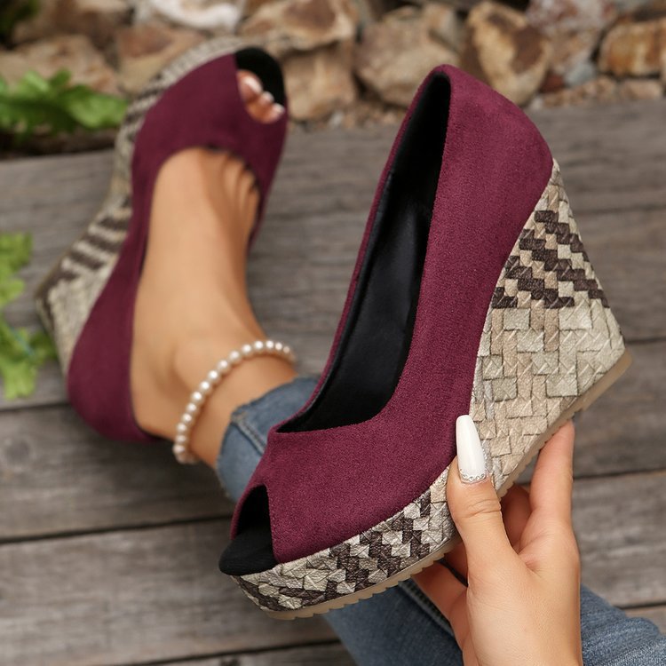 European and American cross-border plus size fish mouth slope heel high-heeled single shoes for women in autumn, new shallow mouth foreign trade single kick shoes