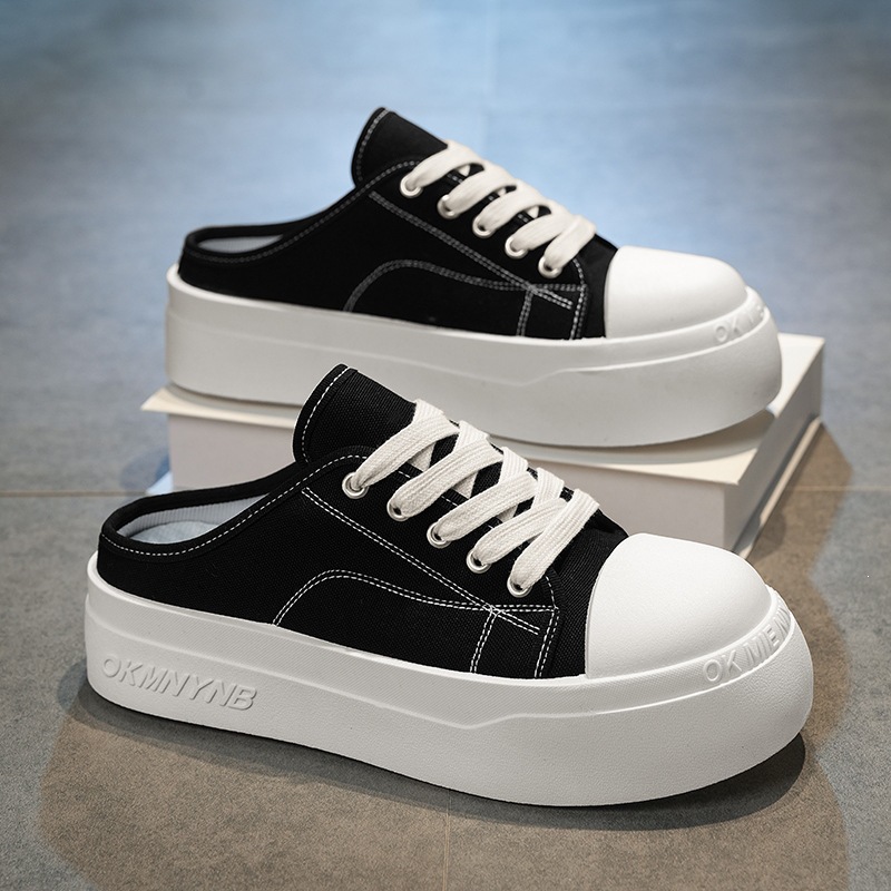 2026 summer new men's canvas half support daily classic versatile canvas shoes niche thick soled casual board shoes for men