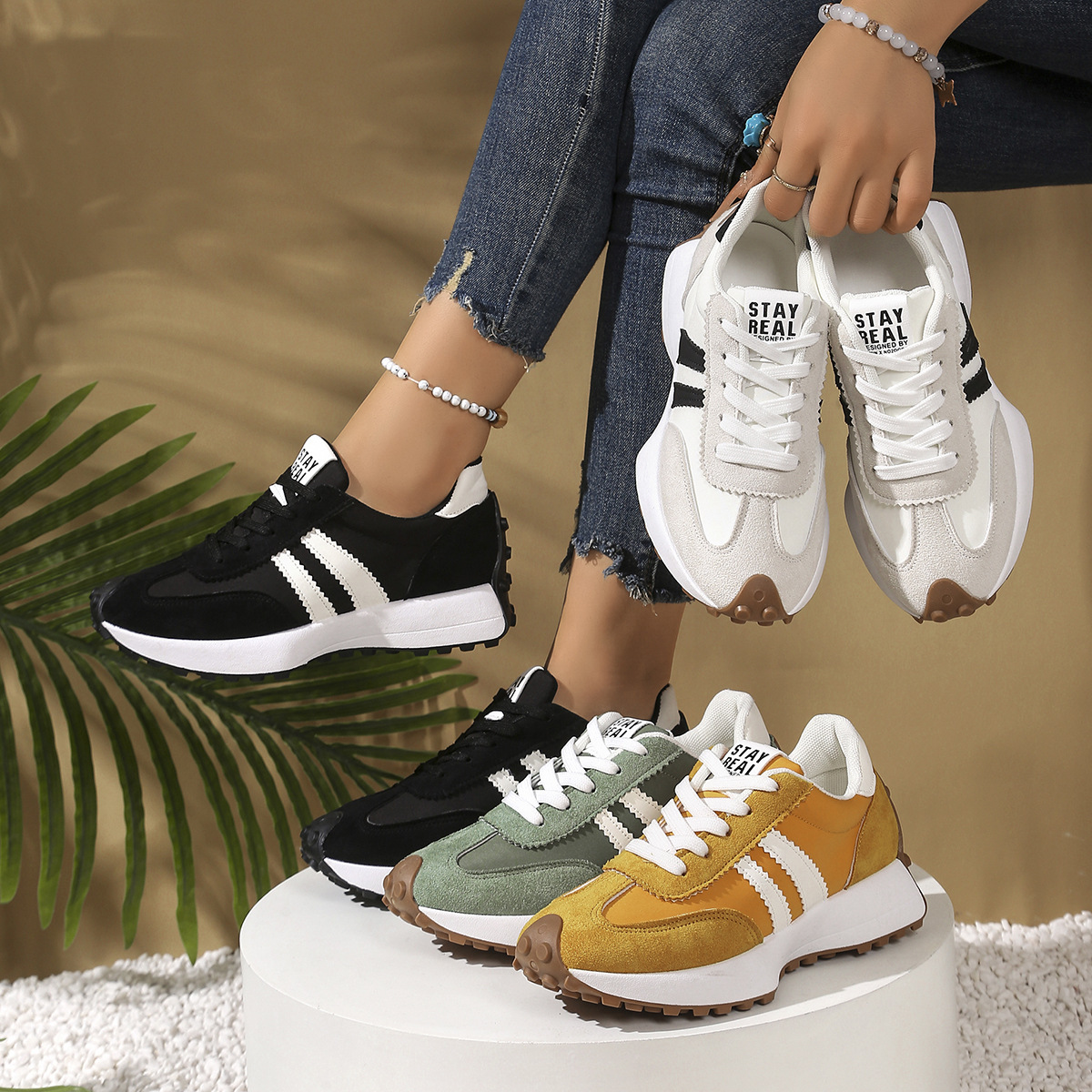 Big size small waist dad shoes for women, 2026 spring/summer new items, internet famous thick soled student casual shoes, sporty Forrest Gump shoes for women