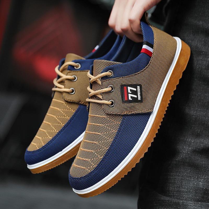 2026 Spring New Men's Cloth Shoes Versatile Work Shoes Casual Board Shoes Korean Edition Men's Shoes Lace up Casual Cloth Shoes Cross border
